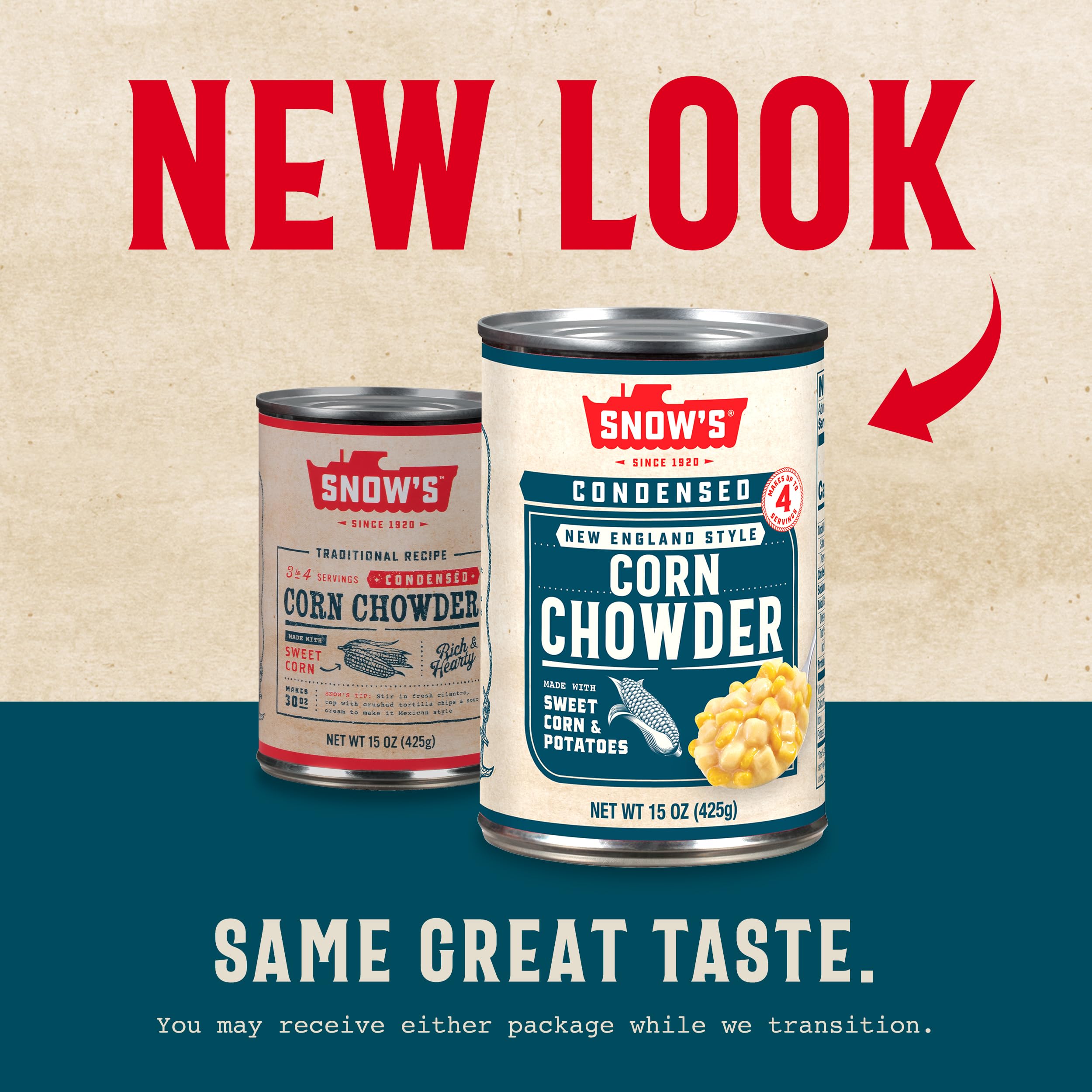 Snow's Condensed Corn Chowder, 15 oz Can - Creamy Comfort Food with Sweet Corn, Savory Spices & Hearty Potatoes | Perfect for Quick Lunches, Cozy Dinners & Camping Meals