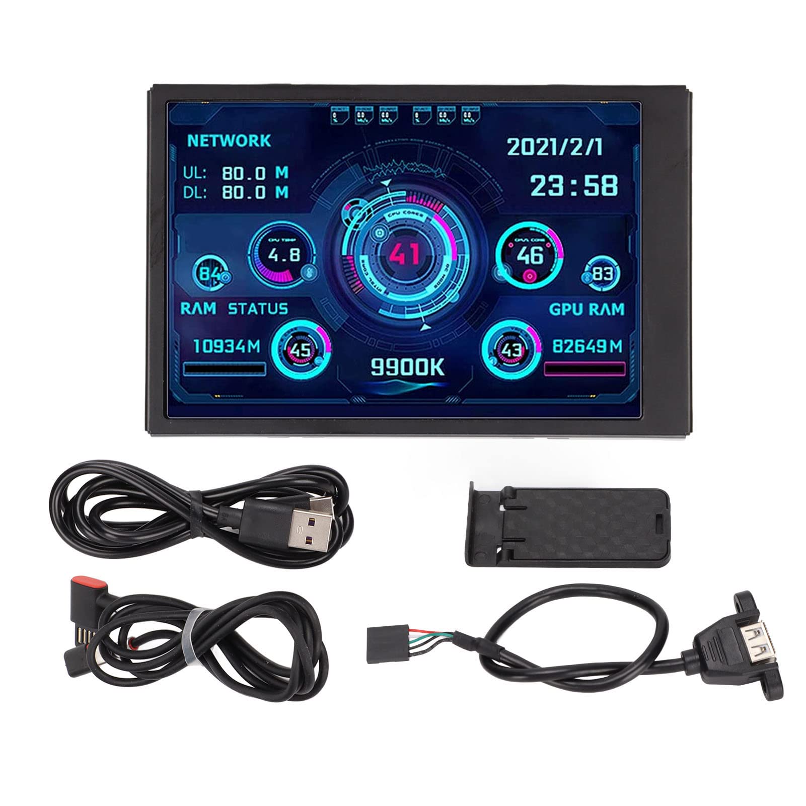 Sorandy 3.5 Inch USB IPS Mini PC Monitor - AIDA64 CPU Temperature Display Panel with Real-Time Data Visualization for Gaming PC, Workstation & Home Office Setup