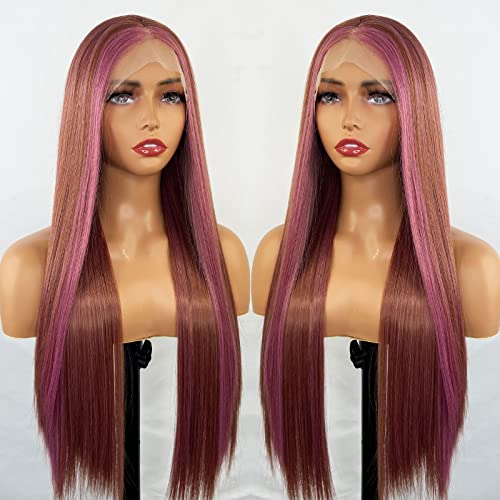 Natural-Looking Synthetic Lace Front Wig with Blonde Highlights - Perfect for Cosplay, Daily Wear & Special Occasions