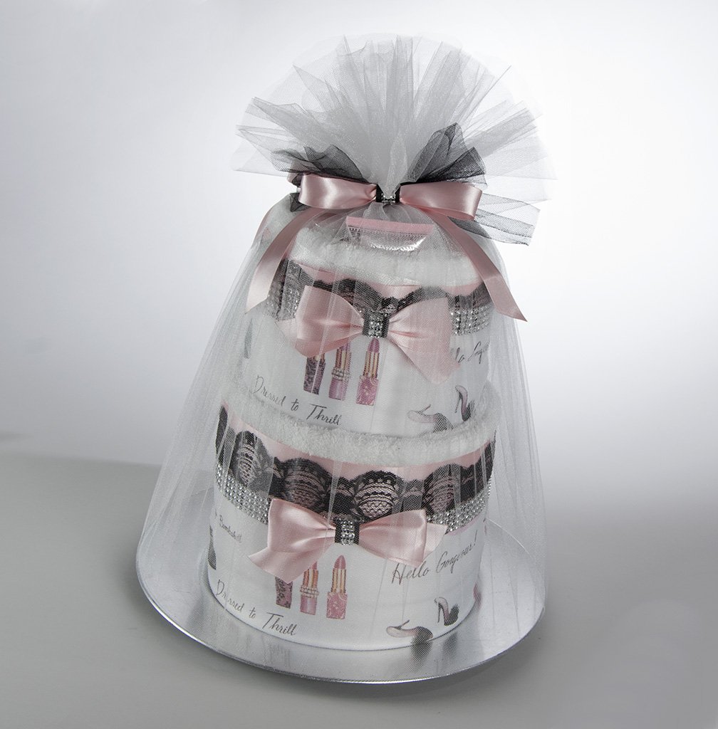 Elegant Towel Cake - Perfect Bridal Shower Gift or Wedding Centerpiece Decoration for Baby Showers & Anniversary Parties