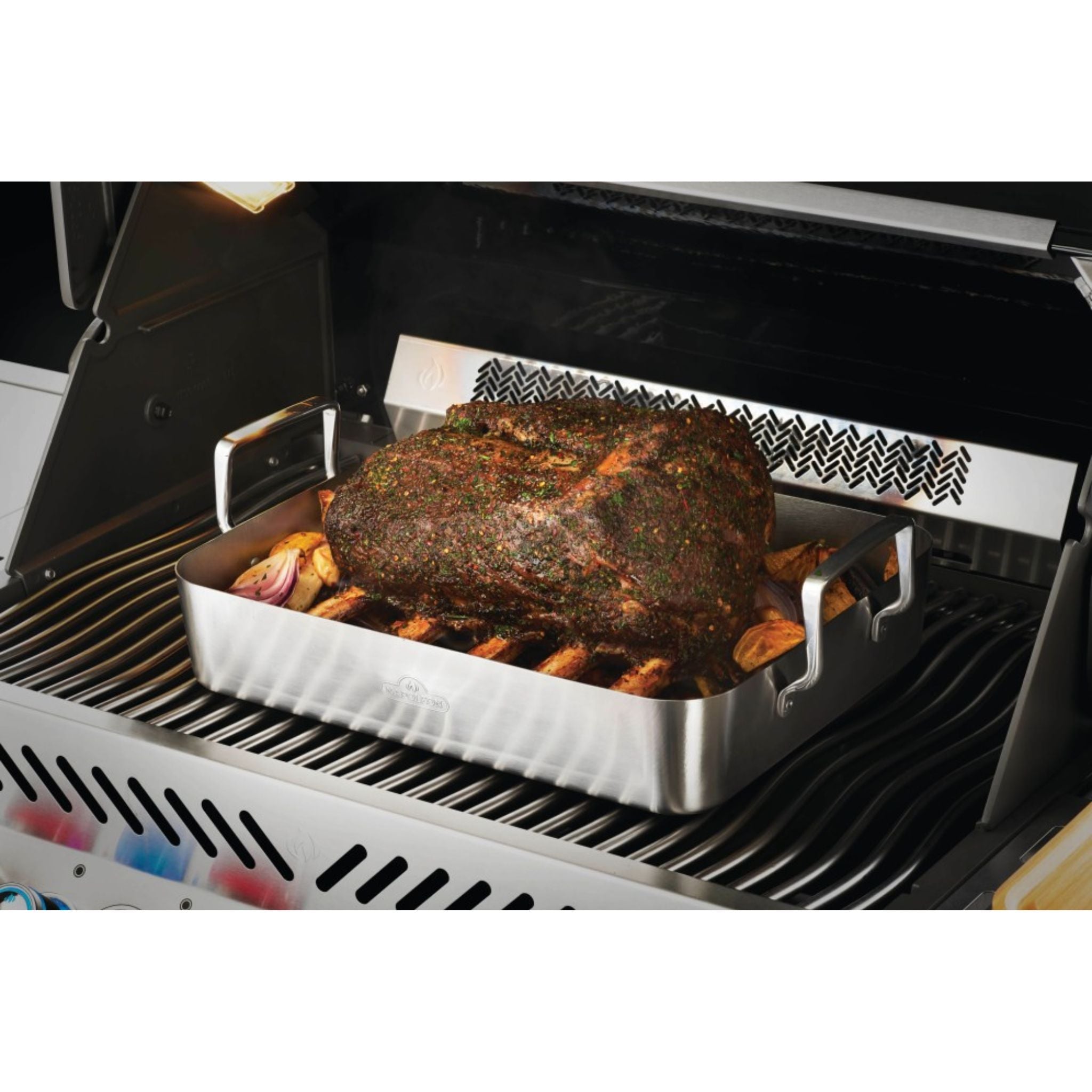 Napoleon 56033 Premium Stainless Steel Roasting Pan with Rack - 16 Inch Large Roaster for Turkey, Chicken, Beef - Oven Safe Cookware for Thanksgiving, Christmas & Holiday Cooking