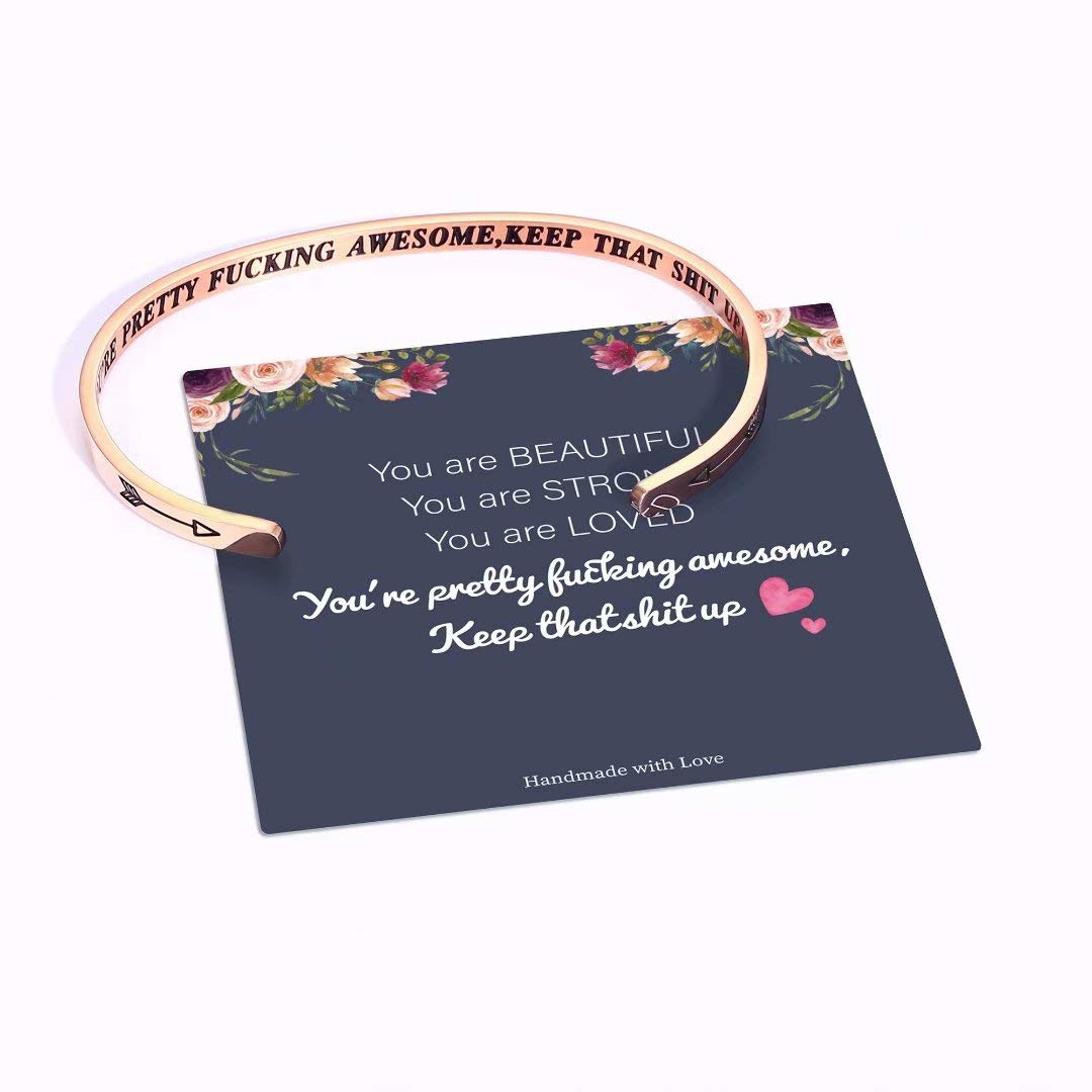Inspirational Quote Mantra Bracelets for Women & Girls - Funny Motivational Jewelry Gifts for Best Friend, Mom, Daughter, Sister (Birthday, Mother's Day Present) - Comes in Gift Box | Perfect for Daily Wear, Special Occasions & Thoughtful Gifting
