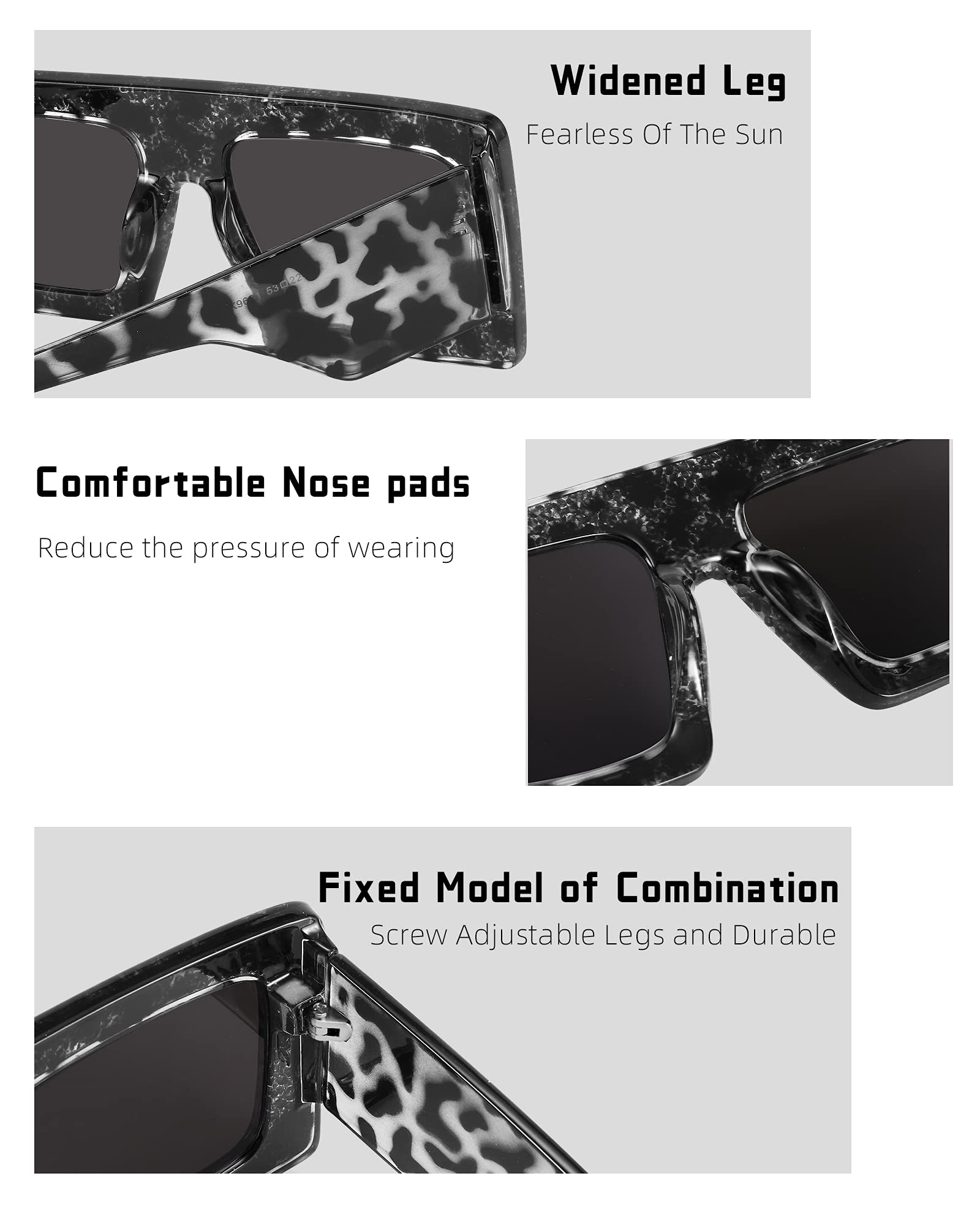 FEISEDY Women's Square Thick Frame Sparkling Rhinestone Crystal Sunglasses - Trendy Bling Fashion Accessory for Summer Outfits, Beach Vacations & Party Wear (B4038)