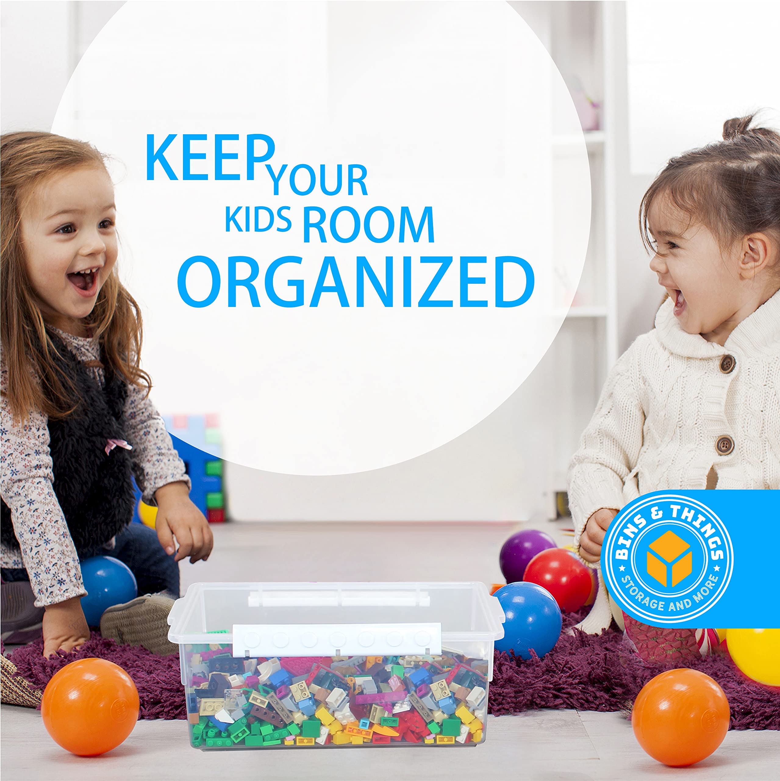 Stackable Clear Toy Storage Bins Set of 2 - Large & Small Organizer for LEGO, Barbie Dolls & Hot Wheels - Kids Room Organization & Playroom Storage Solutions