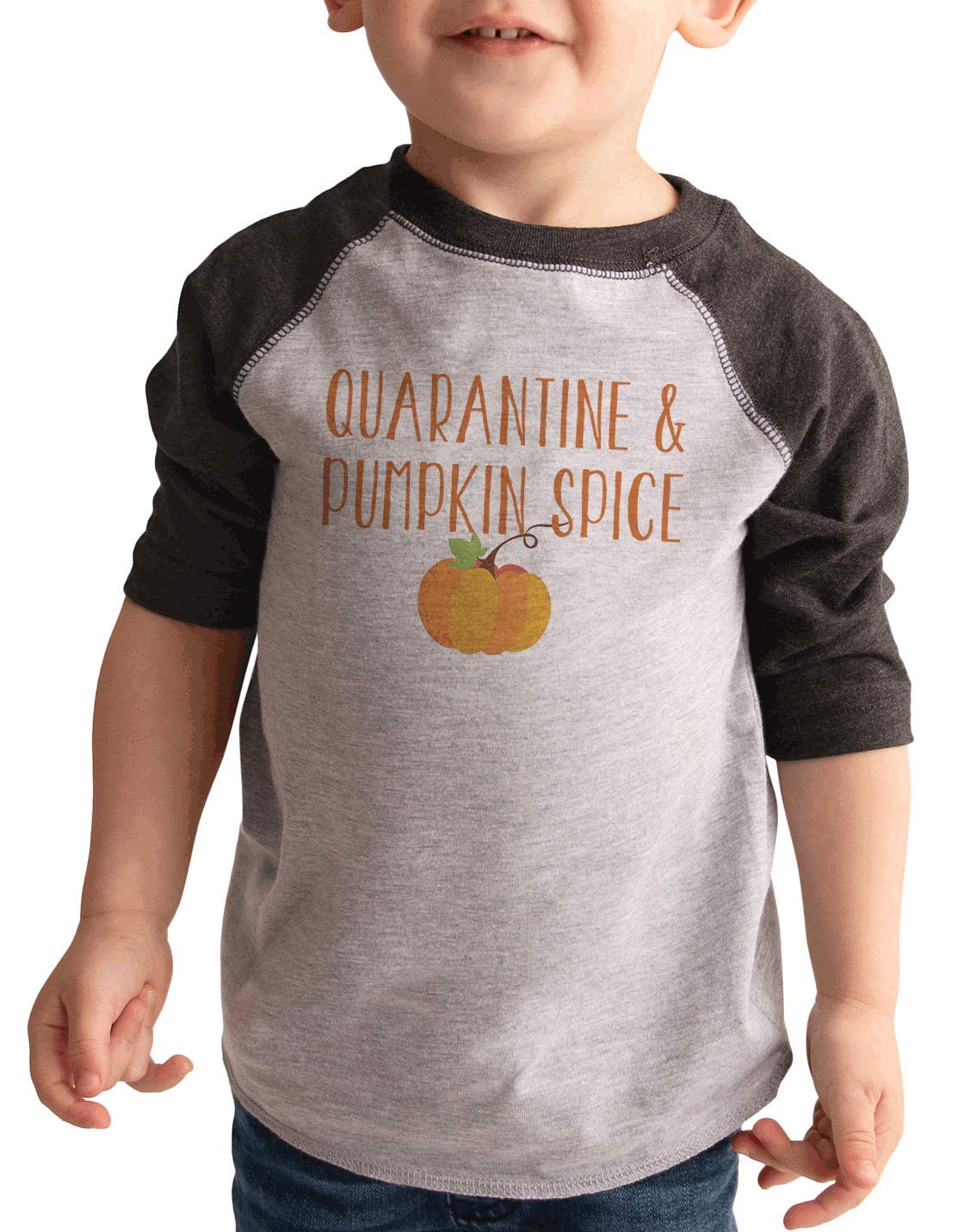 7 Ate 9 Apparel Kids Quarantine & Pumpkin Spice T-Shirt - Cute Fall Graphic Tee for Boys & Girls - Perfect for Halloween, Thanksgiving and Cozy Autumn Days
