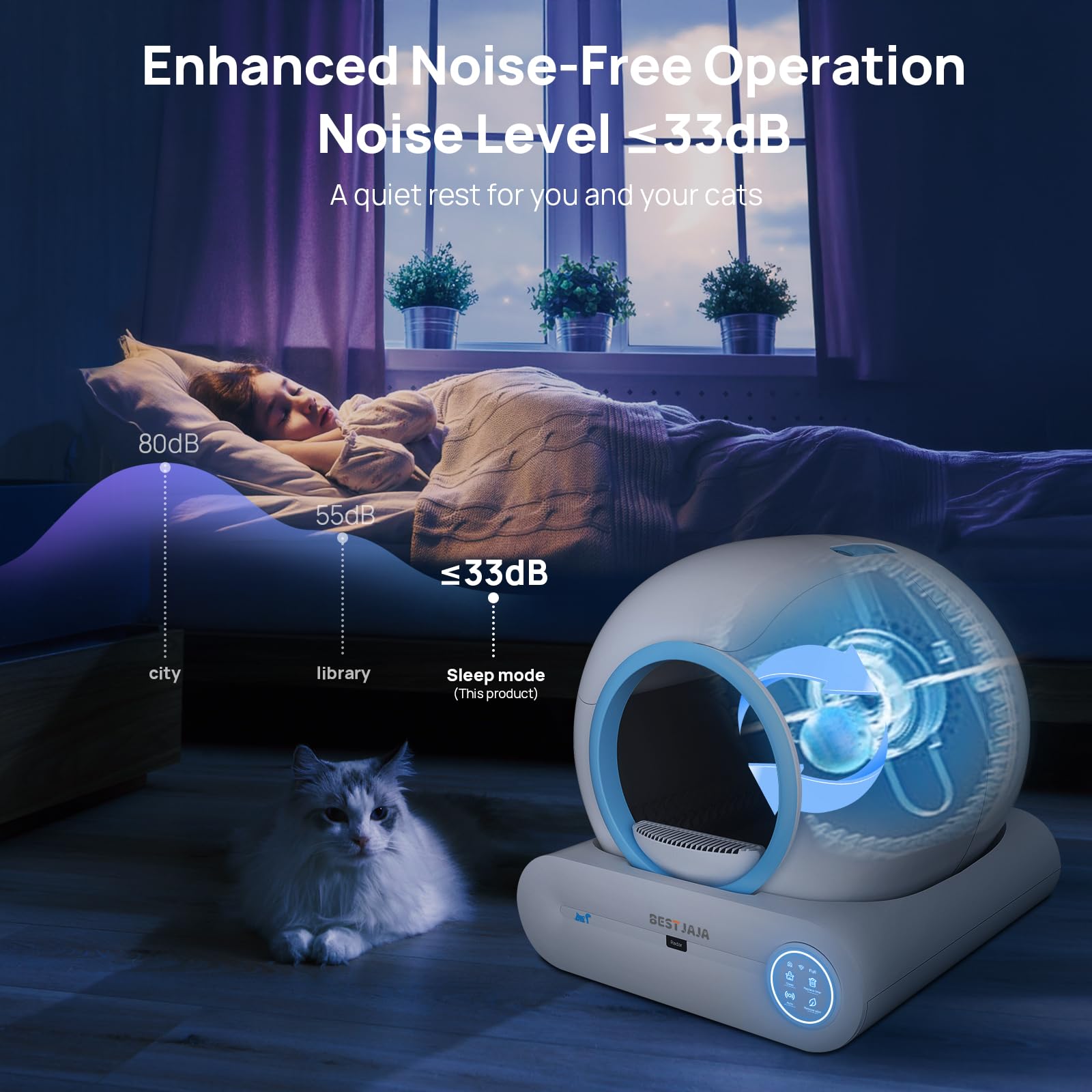 2025 Upgraded Self Cleaning Litter Box - Automatic Cat Litter Box with Mat & Cleaning Tools, 68L+9L Large Capacity Smart Cat Litter Robot, APP Controlled for Multiple Cats (Blue) | Perfect for Busy Pet Owners & Multi-Cat Households