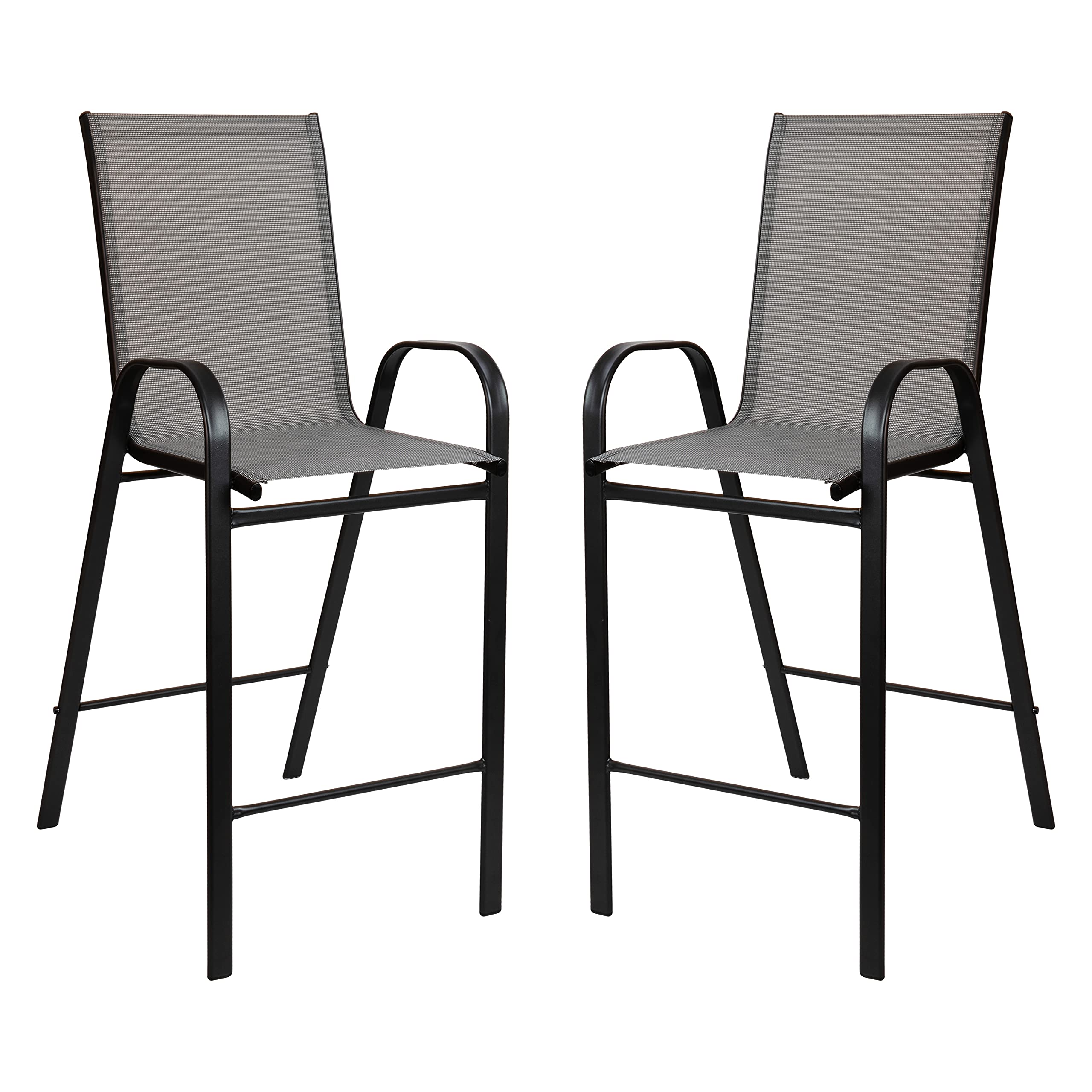Flash Furniture Brazos 4-Person Outdoor Dining Set - Patio Table and Chairs for Backyard, Garden, Poolside or Deck - Weather-Resistant Aluminum and Mesh Seating