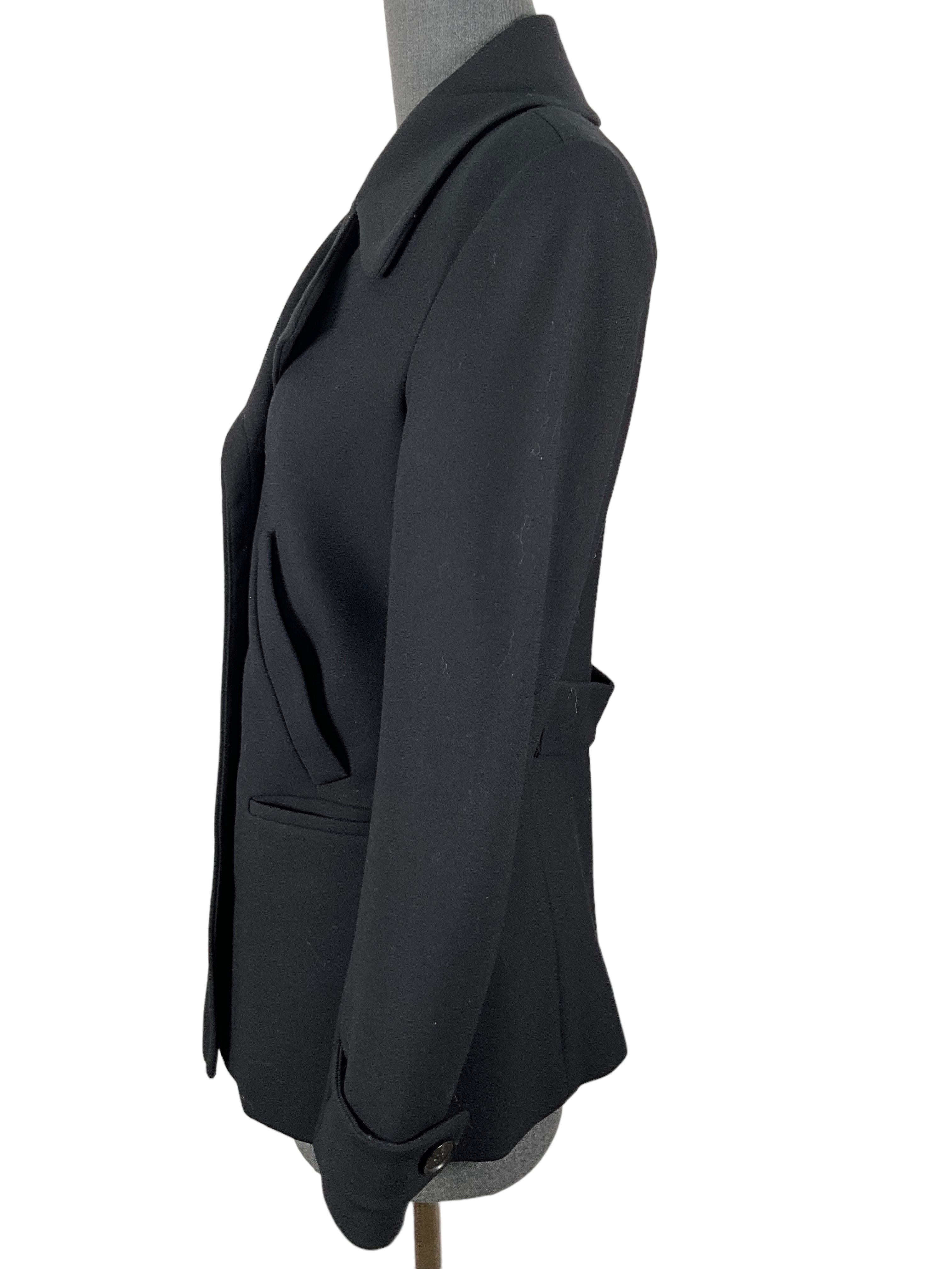 Theory Women's Black Wool Coat - Slim Fit Winter Trench Coat, Size S | Warm & Stylish Outerwear for Office, Travel & Formal Occasions
