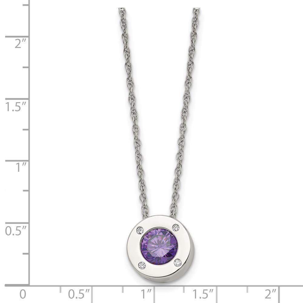 Black Stainless Steel CZ Birthstone Necklace - 20