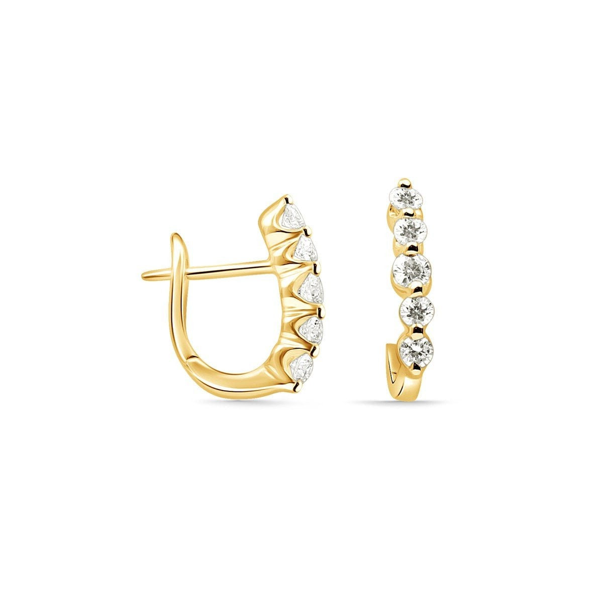 14K Yellow Gold Diamond Huggie Hoop Earrings for Women - Perfect for Everyday Wear, Parties & Gifts