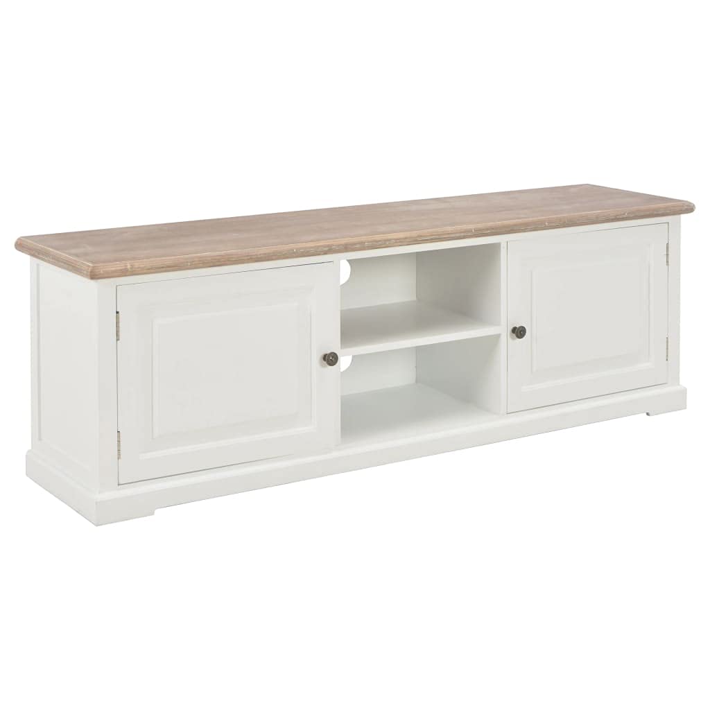 55 Inch TV Stand with Storage - Modern Farmhouse Wood Entertainment Center with 2 Doors & Open Shelf for Living Room - White TV Console Cabinet (47.2