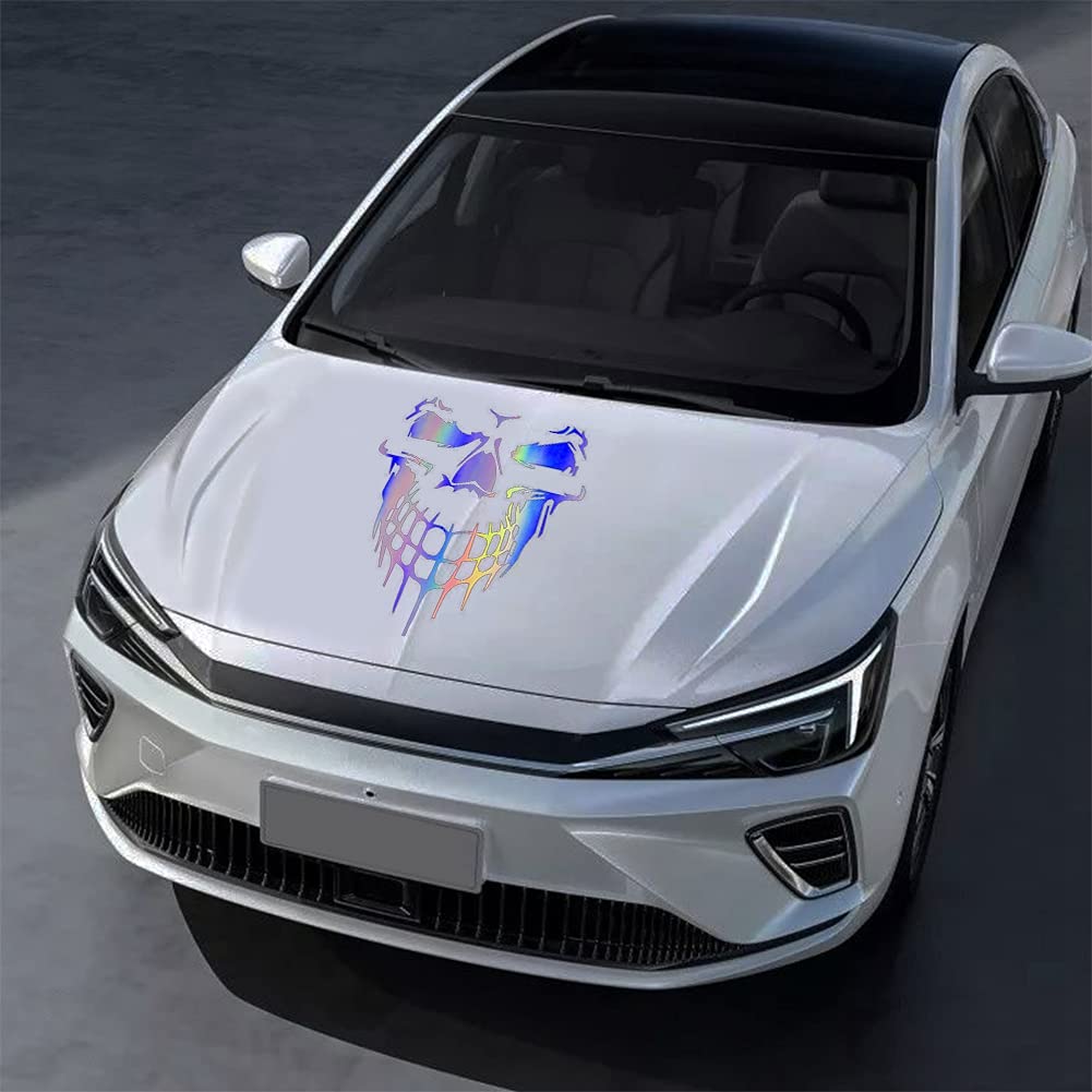JSCARLIFE Skull Car Decals - Self-Adhesive Vinyl Graphics for Car Hood, Truck, Side & Rear Window - Universal Fit (21.65