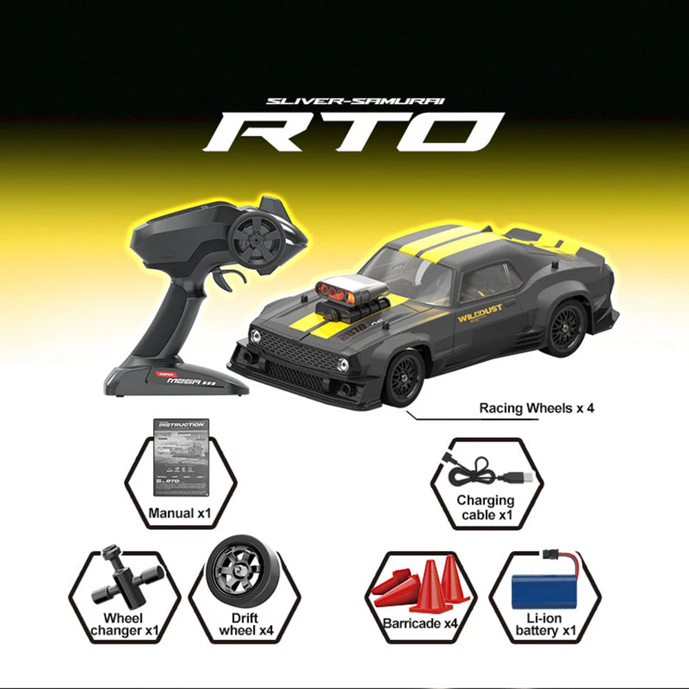 KAMTOM DC163A 1/16 Scale 4WD High-Speed Drift RC Car - 50km/h, ESP Gyro Stabilizer, LED Headlights - Perfect for Indoor/Outdoor Racing, Drifting & RC Car Enthusiasts