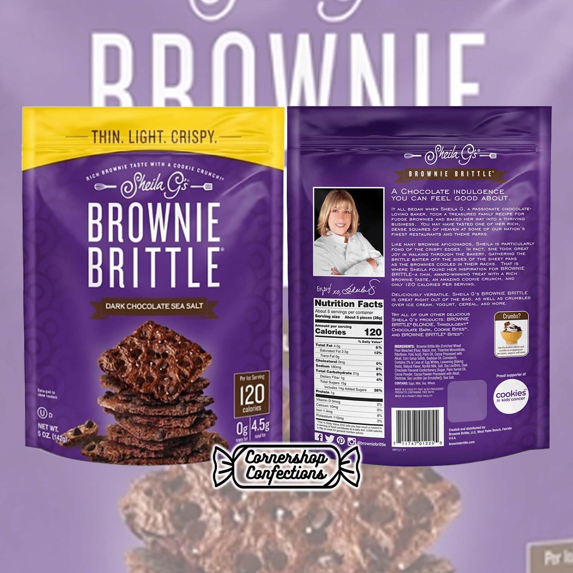 Sheila.G's Brownie Brittle Variety Pack - 4 Delicious Flavors (Salted Caramel, Toffee Crunch, Chocolate Chip, Dark Chocolate Sea Salt) - 5oz Resealable Bags - Perfect for Snacking, Gifts & Parties - Cornershop Confections