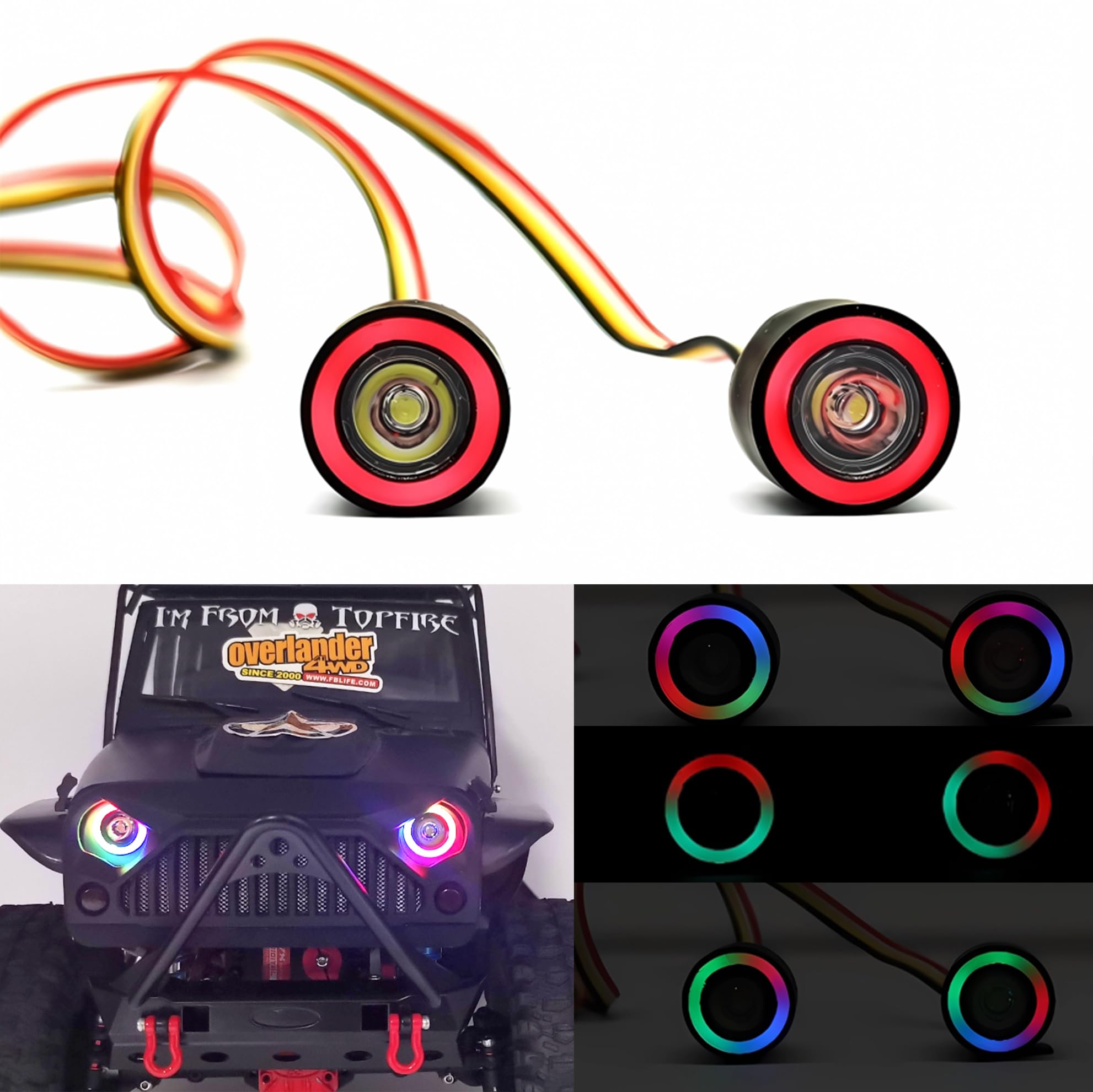 Waterproof LED Light Kit for TRX-4 SCX10 RC Crawler - 12 Modes for Off-Road Night Driving