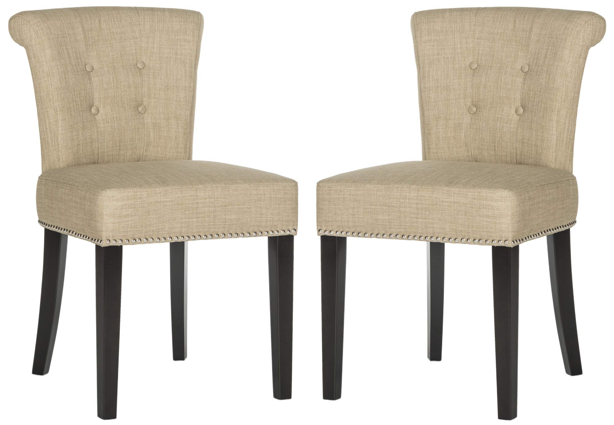 Safavieh Mercer Collection Carol Charcoal Linen Ring Dining Chair - Modern Farmhouse Style for Kitchen, Dining Room & Breakfast Nook - Comfortable & Durable Upholstered Seat