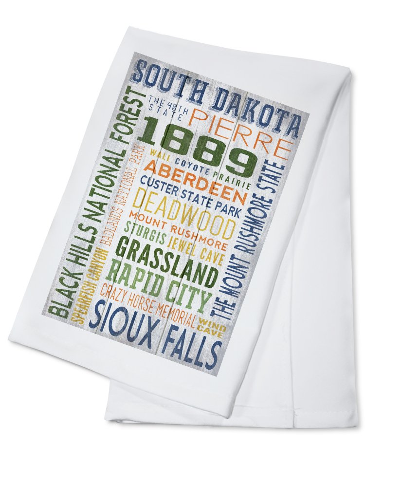 South Dakota Rustic Typography Cotton Tea Towel - 100% Cotton Decorative Hand Towel for Kitchen & Home - Perfect for Farmhouse Decor, Dish Drying & Gift Giving