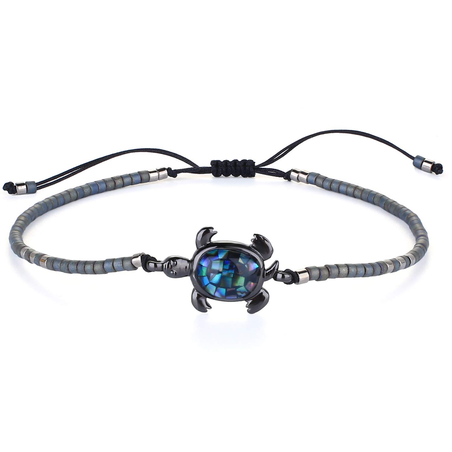 KELITCH Crystal Turtle Charm Bracelet for Women - Miyuki Beaded Friendship Bracelet with Adjustable Thin Strand - Multi Color Gifts for Best Friend, Sister, Birthday | Perfect for Everyday Wear, Beach Vacation, Yoga & Meditation