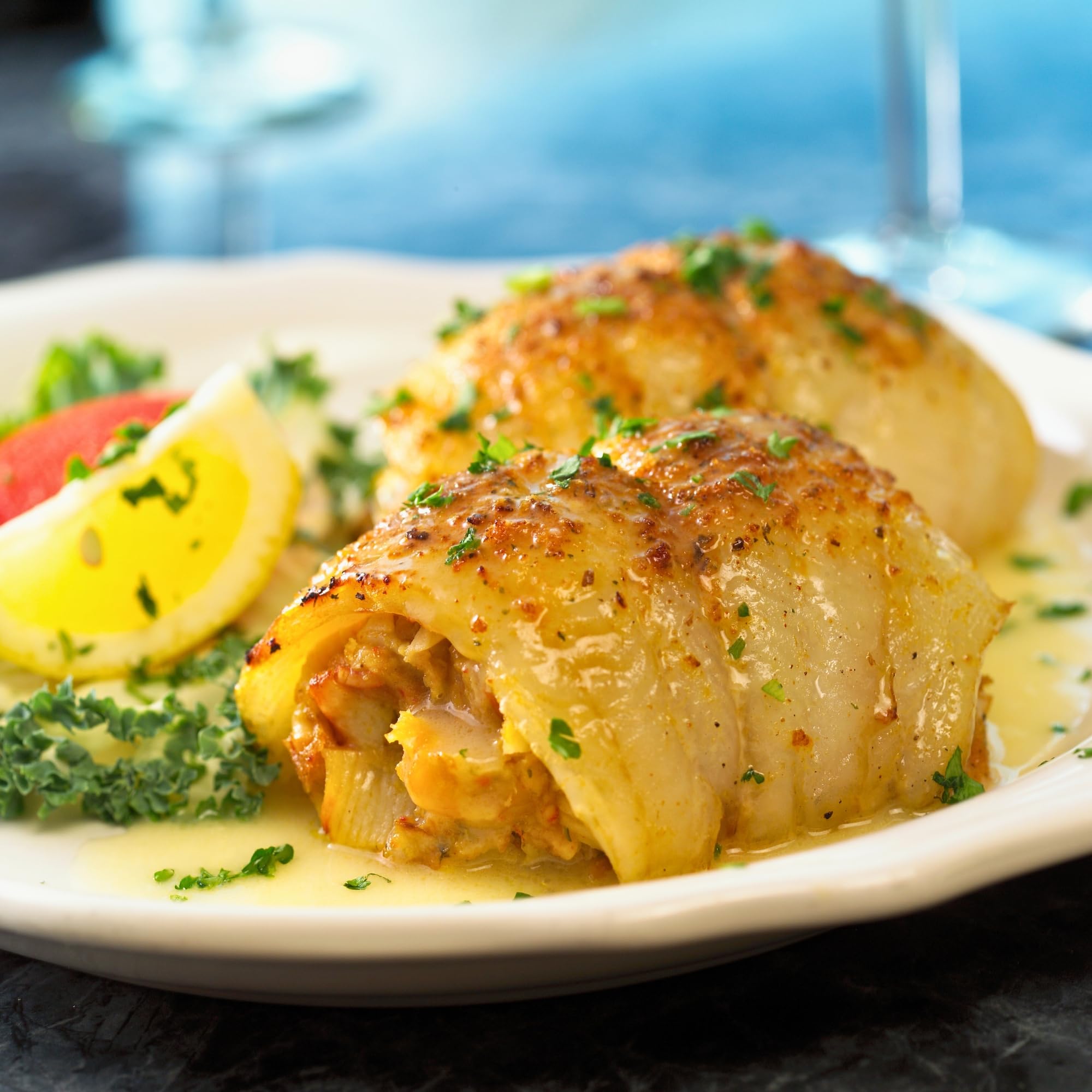 Premium Stuffed Sole Fillets with Scallops & Crab - 16 Pack (5oz Each, 5lbs Total) - Gourmet Seafood for Fine Dining & Special Occasions