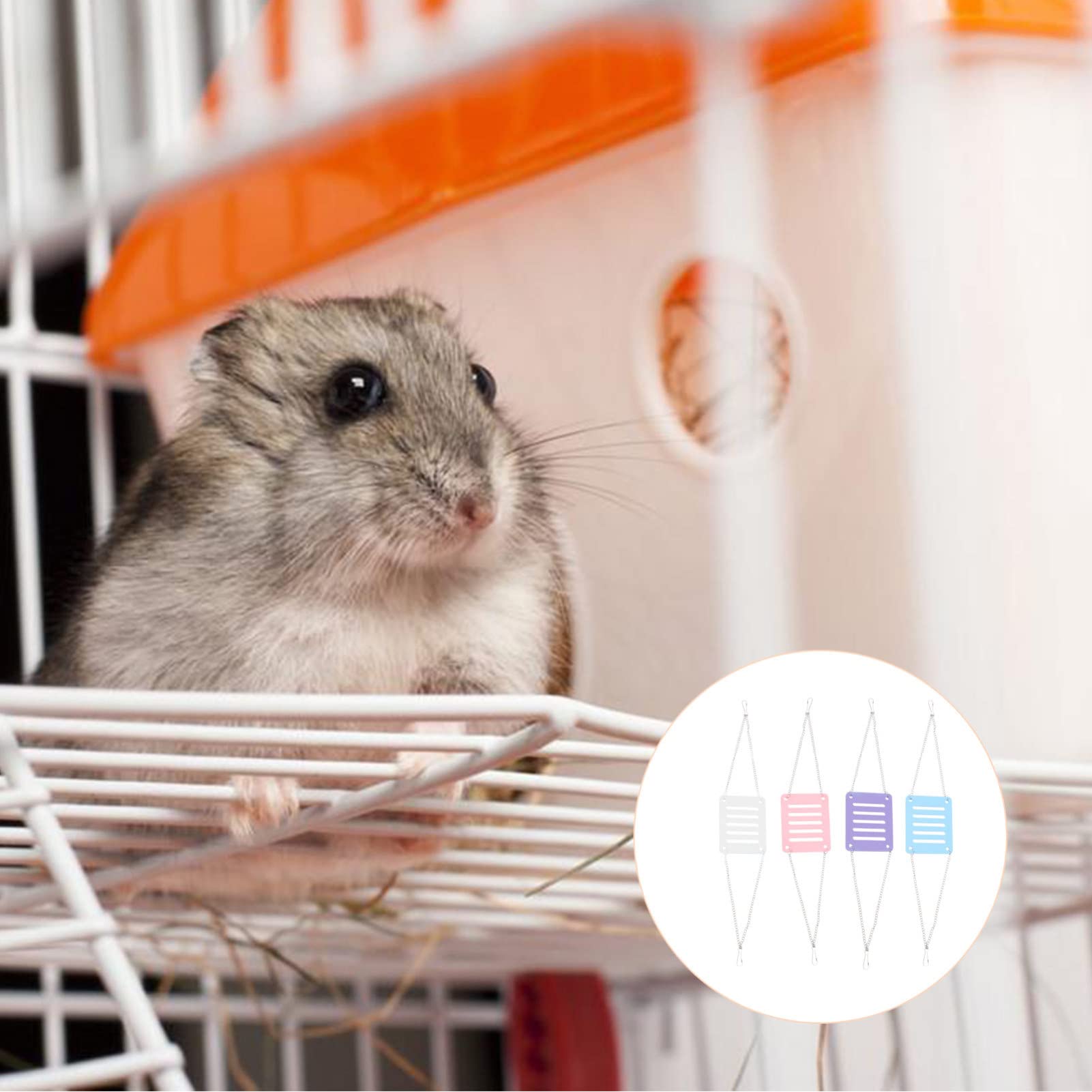 POPETPOP 4 Pack Small Animal Chew Toys - Springboard Climbing Platform for Guinea Pigs, Ferrets, Parrots, Cockatiels, Hamsters & Chinchillas | Durable Plastic Pet Accessories for Chewing & Playtime Fun