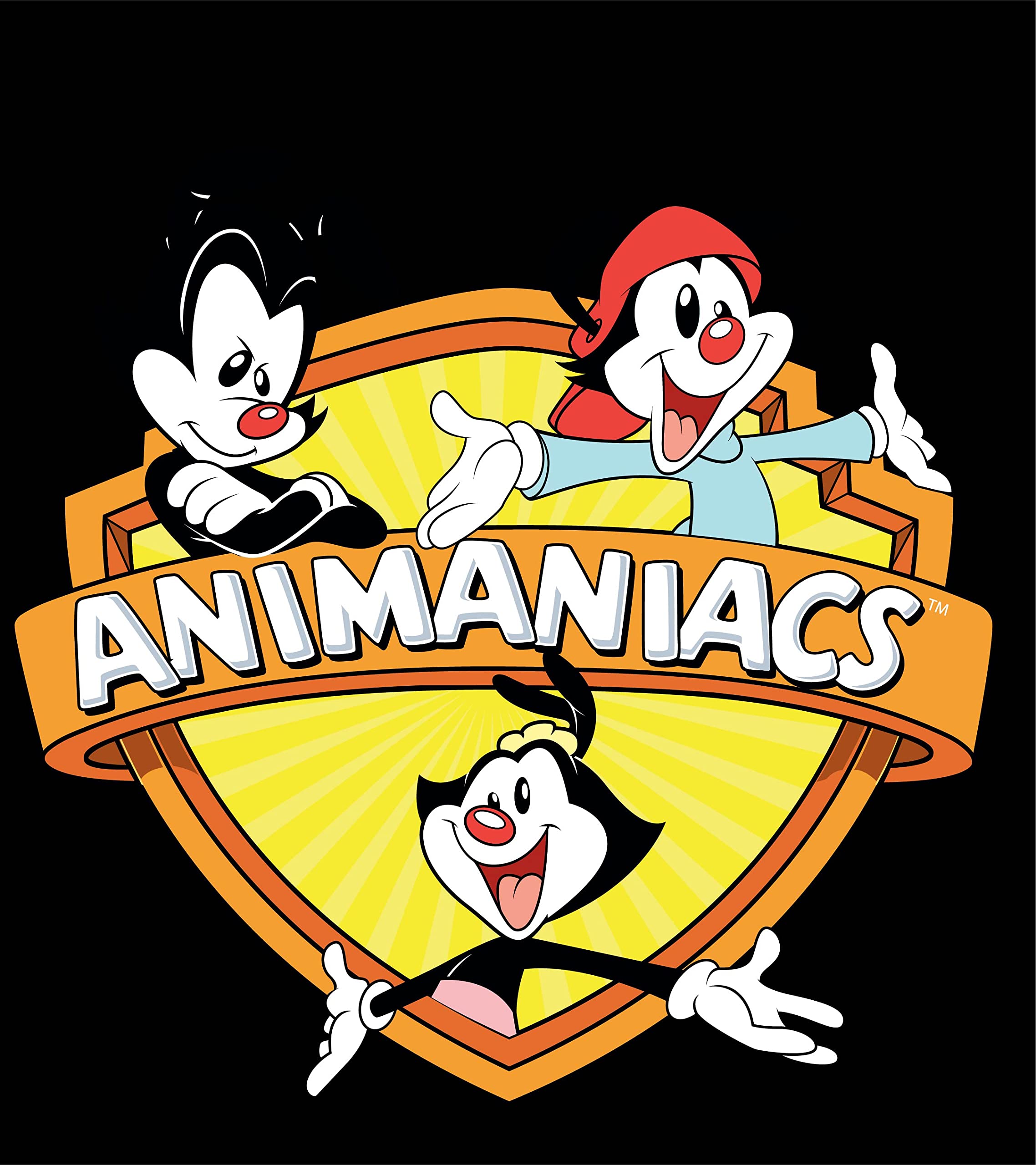 Bioworld Animaniacs Logo Men's Black Sleep Pajama Shorts - Comfortable Cotton Lounge Pants for Nightwear, Relaxing at Home & Cartoon Fans Gift