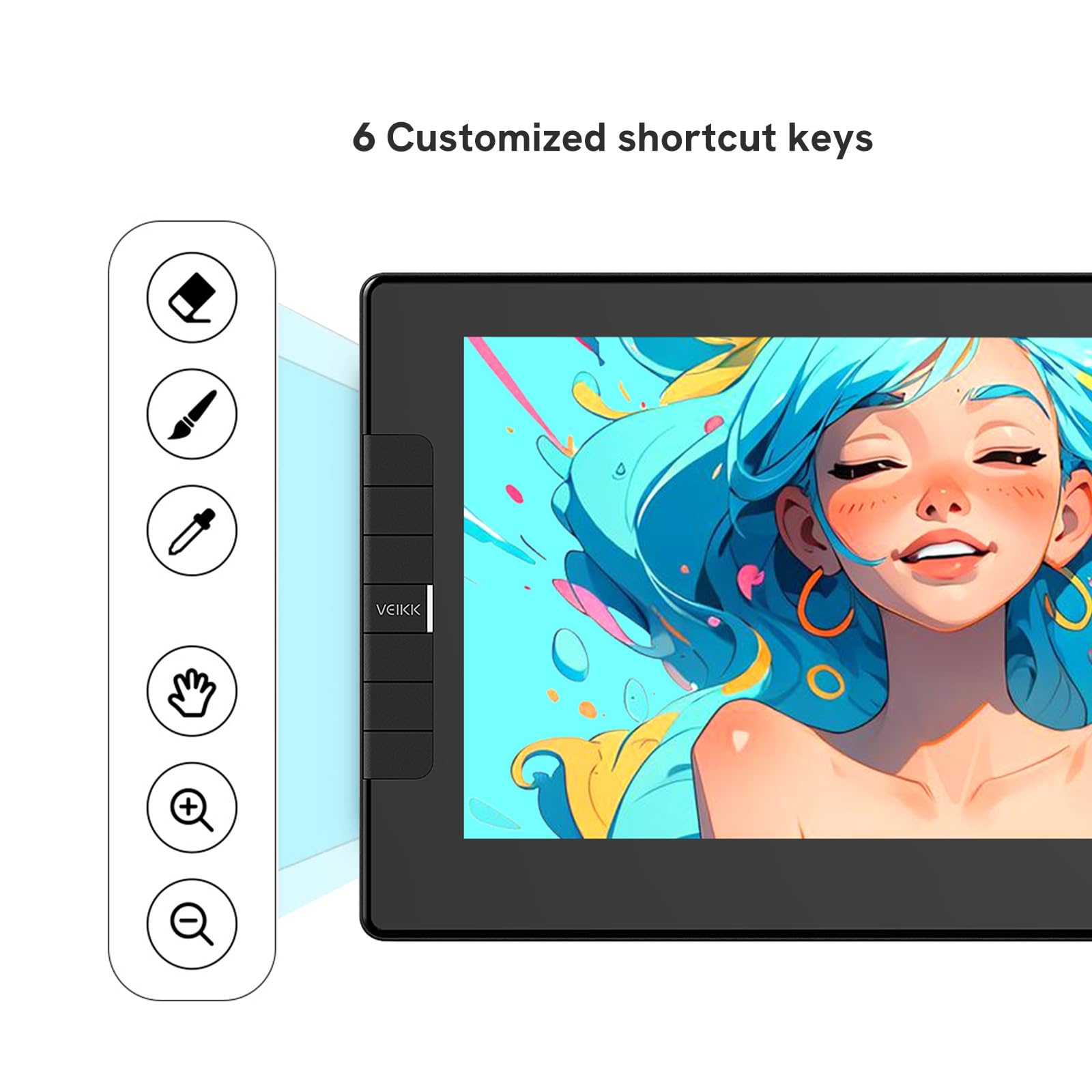 VEIKK VK1200 11.6 Inch Drawing Tablet with Screen - Full-Laminated Graphic Monitor, 8192 Pressure Levels, 6 Shortcut Keys, Battery-Free Stylus - Compatible with PC/Mac/Linux/Windows (120% sRGB) - Perfect for Digital Art, Animation, Photo Editing & Online Teaching
