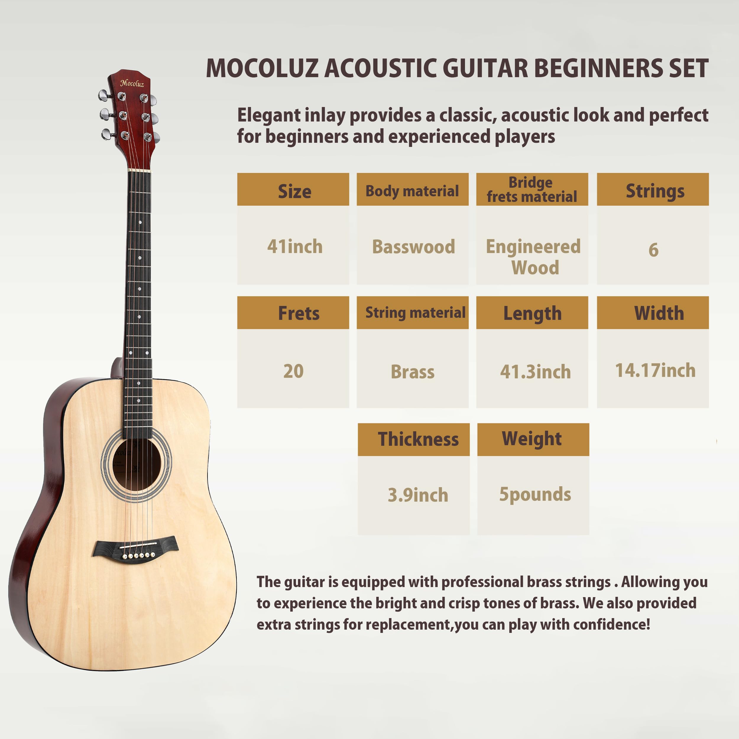 41-Inch Beginner Acoustic Guitar Starter Kit with Gig Bag, Strings, Strap, Tuner & Picks - Full Package for Adults & Teens Learning to Play (Black) - Perfect for Home Practice, Music Lessons & Campfire Performances