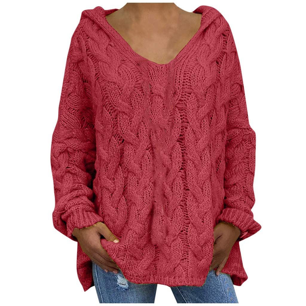 LEKODE Women's Hooded Sweater Pullover - Soft Knitted Tops for Casual Outings, Fall Layering & Cozy Winter Wear