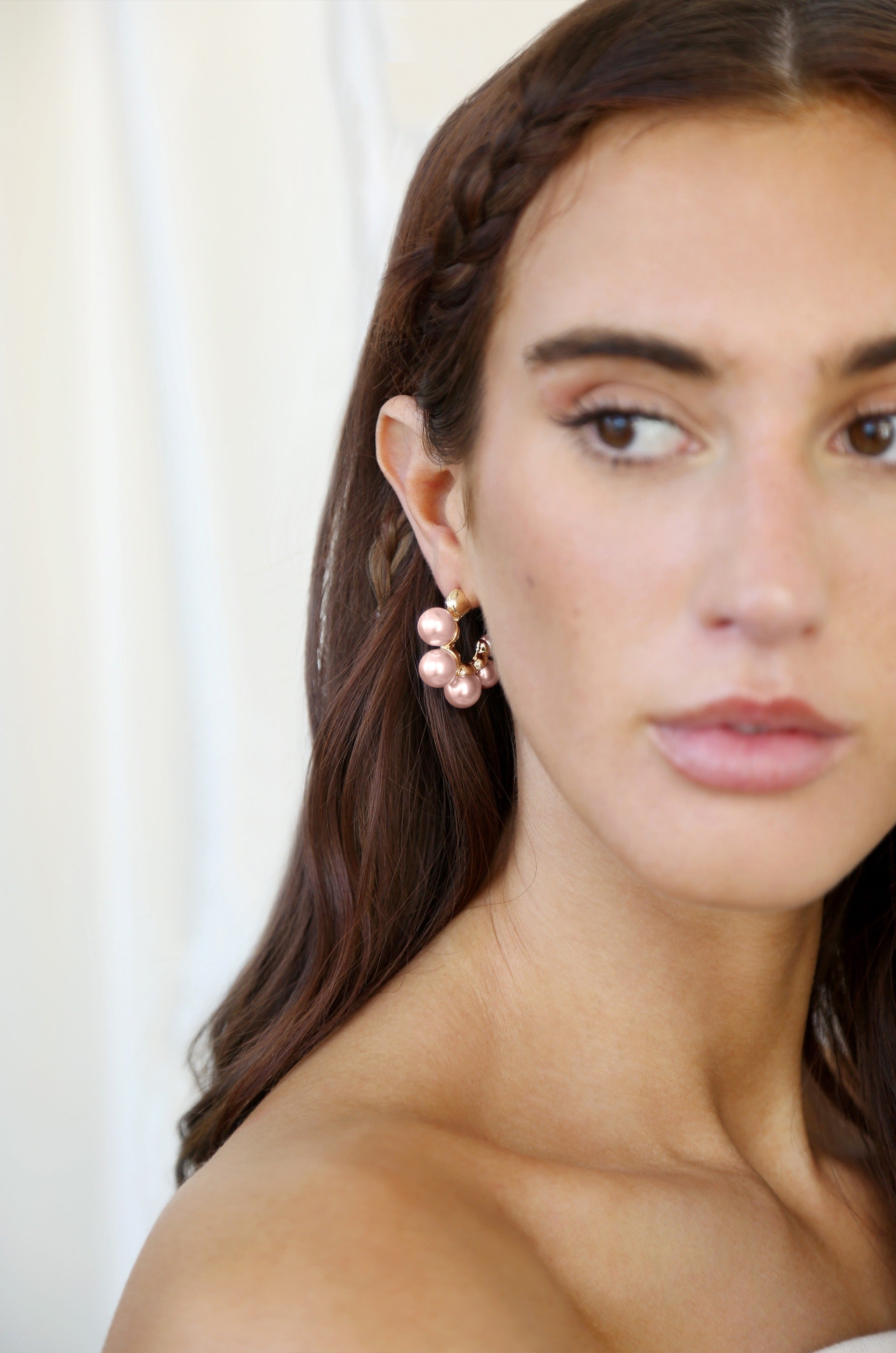 Five Pearls Hoop Earrings - Elegant Dangle Earrings for Women, 925 Sterling Silver Pearl Jewelry | Perfect for Weddings, Parties & Everyday Wear