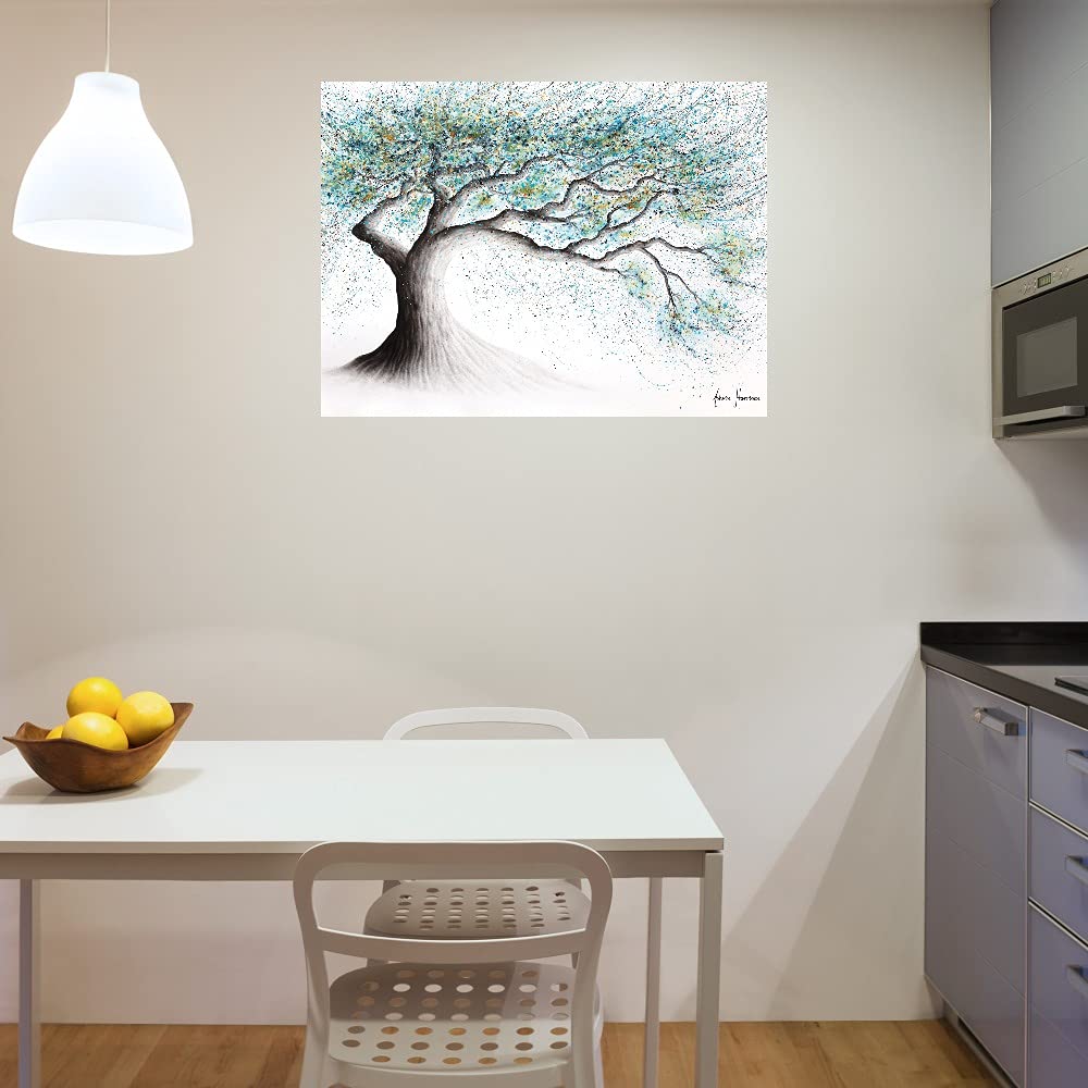 Lucent Lake Tree Canvas Wall Art - 32x24 Inch Hand-Painted Fine Art Print by Ashvin Harrison - Ready to Hang for Living Room, Bedroom, Office Decor - Nature Inspired Home Décor for Modern Interiors