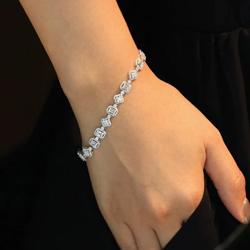 18K White Gold Diamond Bracelet for Women - 3.2 Carat Real Natural Diamonds, Vintage Shiny Style Jewelry - Perfect for Parties, Weddings & Special Occasions