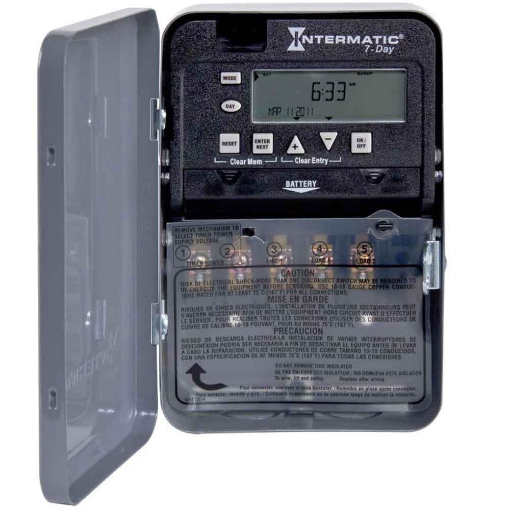 30 Amp 120/277V 7-Day Programmable Electronic Timer Switch, SPST 2-Circuit, Gray - Perfect for Home Automation, Lighting Control & Energy Savings