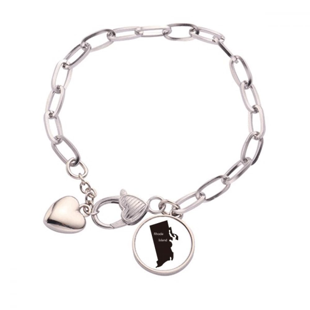 USA Map Outline Heart Chain Bracelet - Dainty Charm Jewelry for Women - Perfect for Travel Lovers & Patriotic Gifts