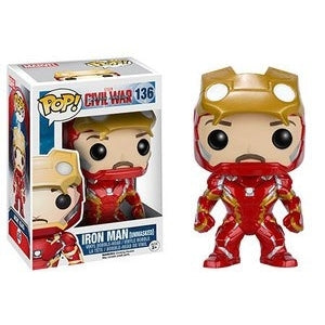 Captain America: Civil War Pop! Vinyl Figure - Unmasked Iron Man #136 | Collectible Marvel Superhero Toy for Display & Gifts