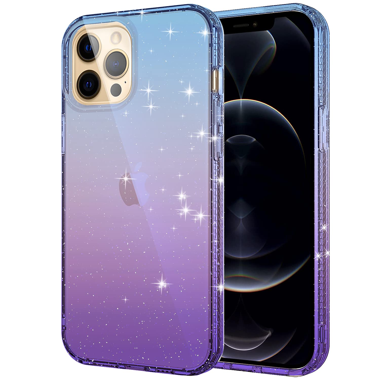 Shockproof Ultra Slim TPU Case for iPhone 12 Pro Max (6.7 Inch) - Gradient Dark Blue/Purple Bumper Cover | Durable Protection for Apple iPhone 12 Pro Max 2020 Model | Perfect for Daily Use, Outdoor Activities & Travel Protection