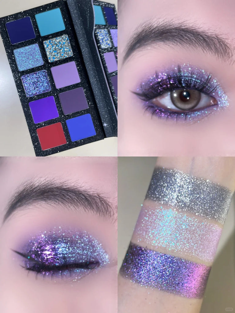 DRAMO Lunar Project Initial Series Eyeshadow Palette 007 Starry Night - 12 Highly Pigmented Matte & Shimmer Eyeshadows for Professional Makeup | Perfect for Night Out, Party & Special Occasion Makeup Looks