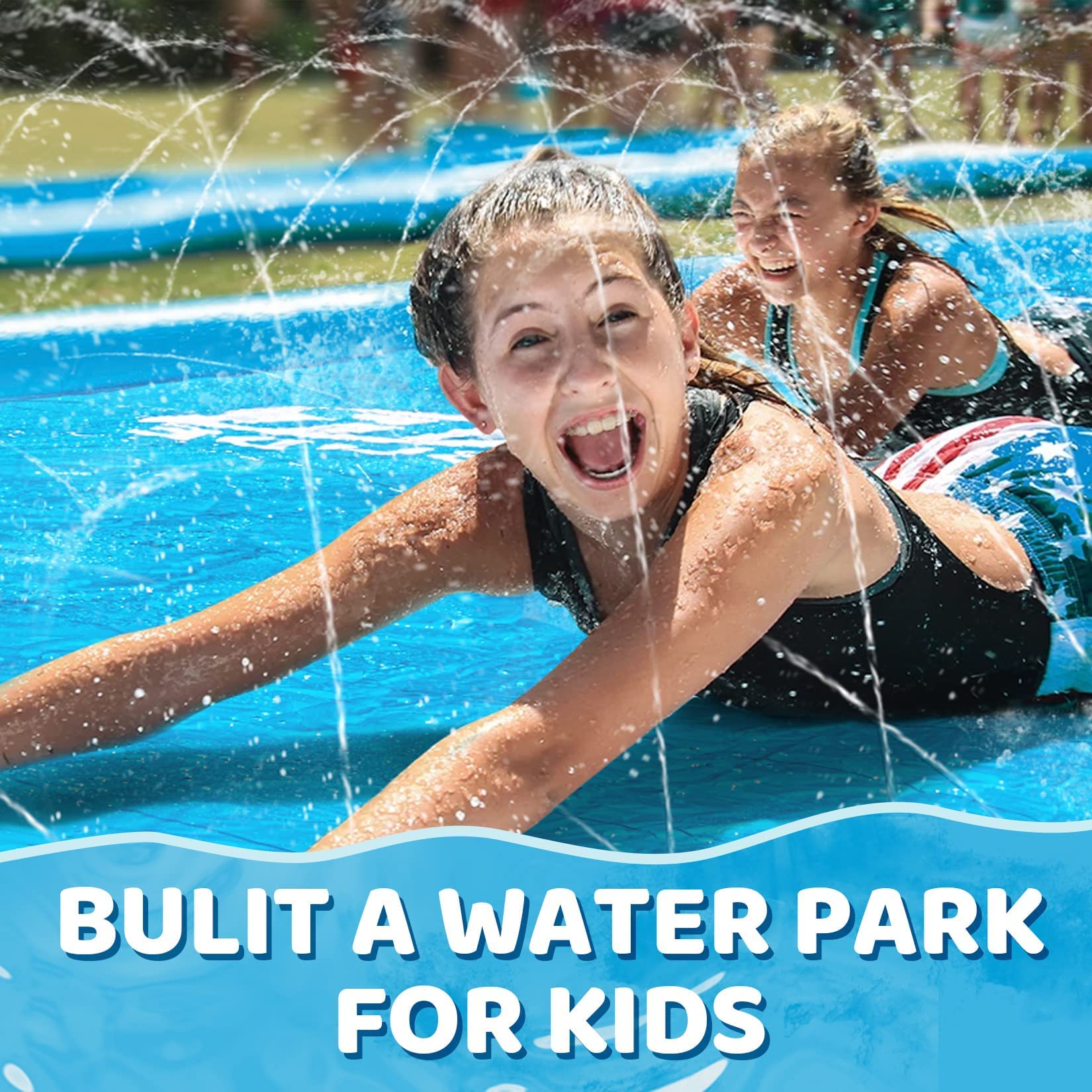 31.5FT Extra Long Slip and Slide Water Slide for Kids & Adults - Backyard Summer Water Toy with 2 Inflatable Bodyboards & Sprinkler - Perfect for Outdoor Parties, Family Fun, and Backyard Water Games