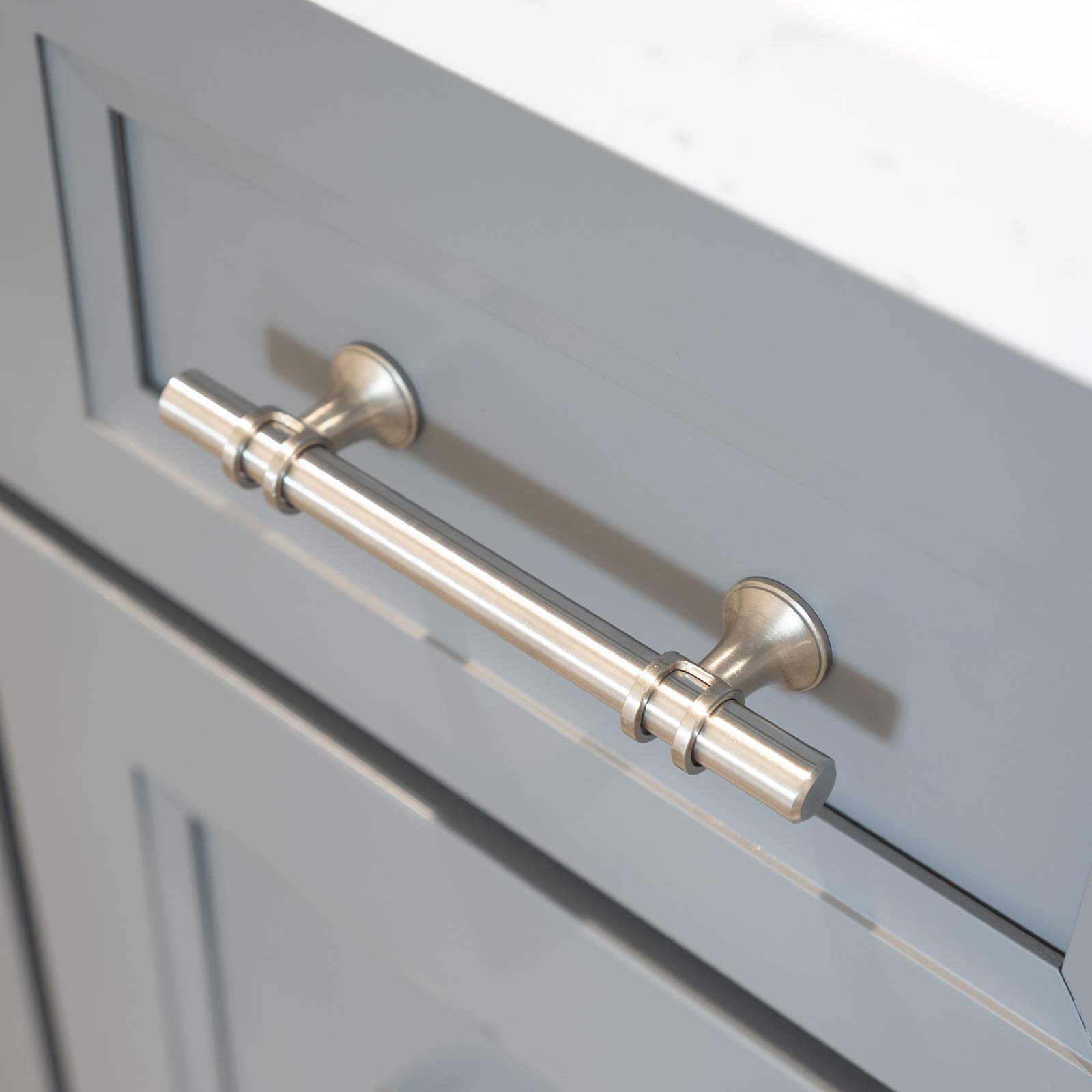 Modket 12-Series Brushed Nickel T-Bar Cabinet Pulls - 3