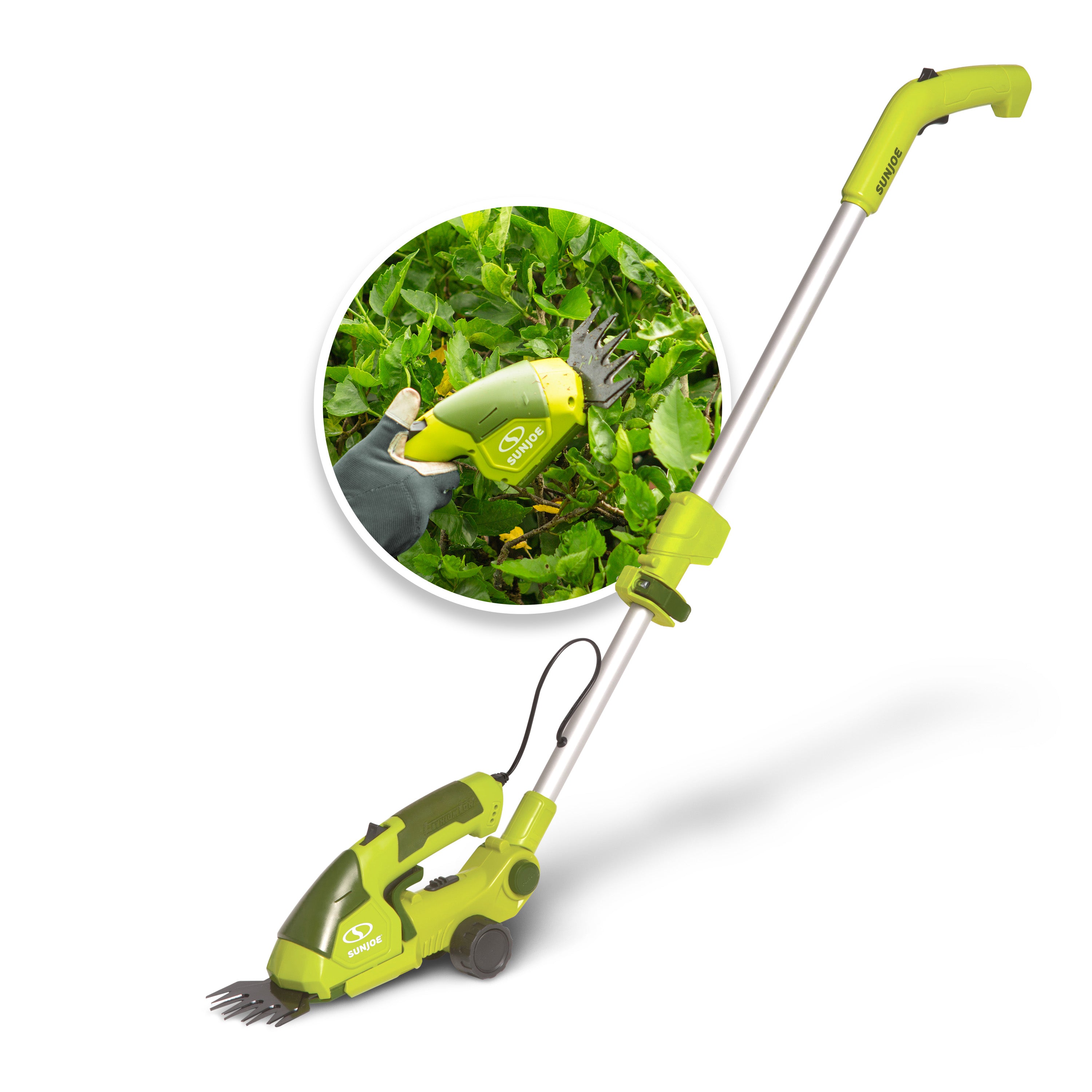 Sun Joe HJ605CC 2-in-1 Cordless Telescoping Grass Shear and Hedge Trimmer | 7.2V Lithium-Ion Battery | Lightweight Yard Tool for Lawn Edging & Shrub Trimming | Perfect for Home Garden Maintenance