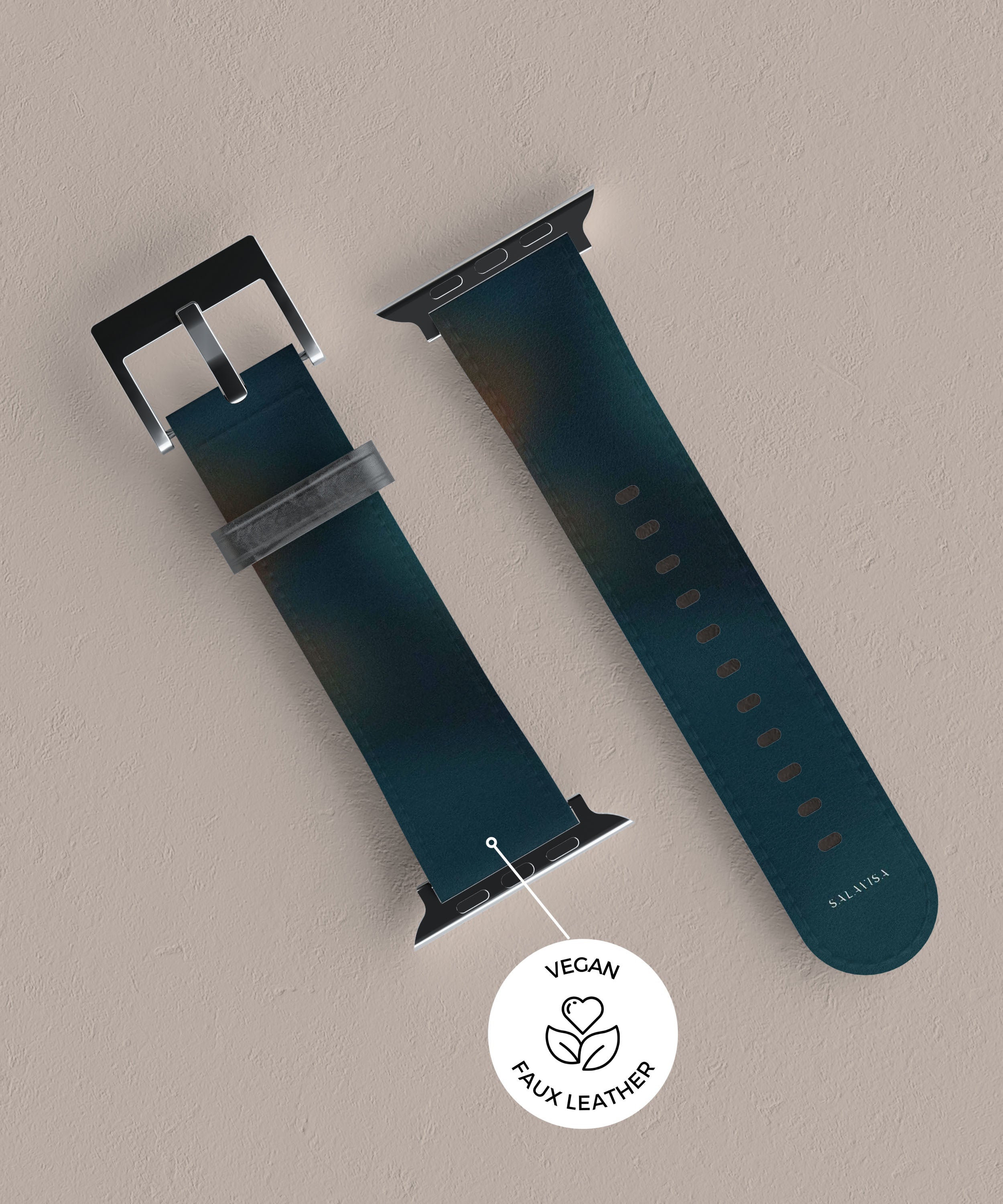 Premium Ember Teal Genuine Leather Apple Watch Band - Compatible with All Apple Watch Series - Stylish & Durable for Workouts, Office & Everyday Wear
