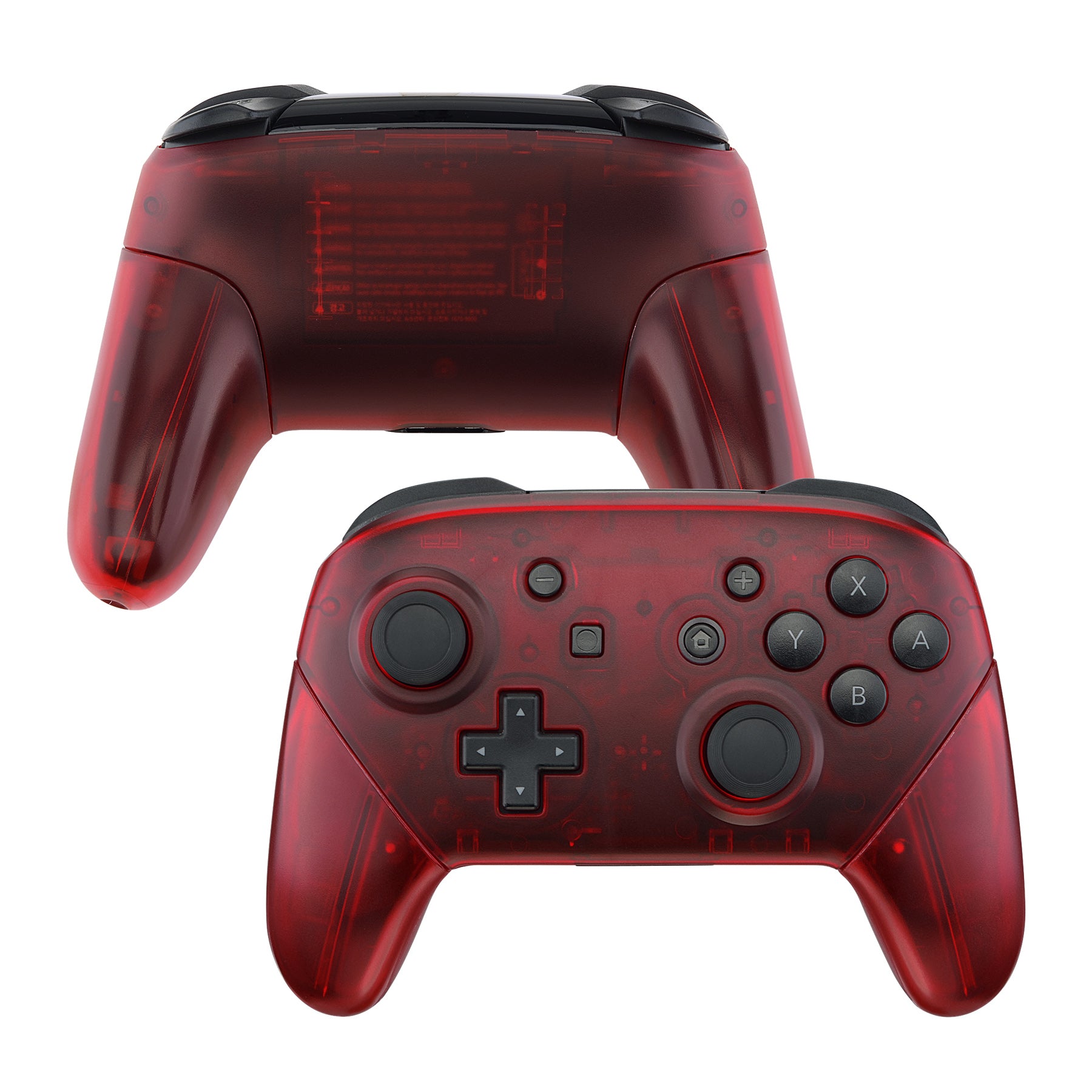eXtremeRate Clear Red Faceplate & Backplate Replacement for Nintendo Switch Pro Controller - DIY Custom Shell Kit (Controller Not Included) - Perfect for Gaming, Modding & Personalization - FRM502