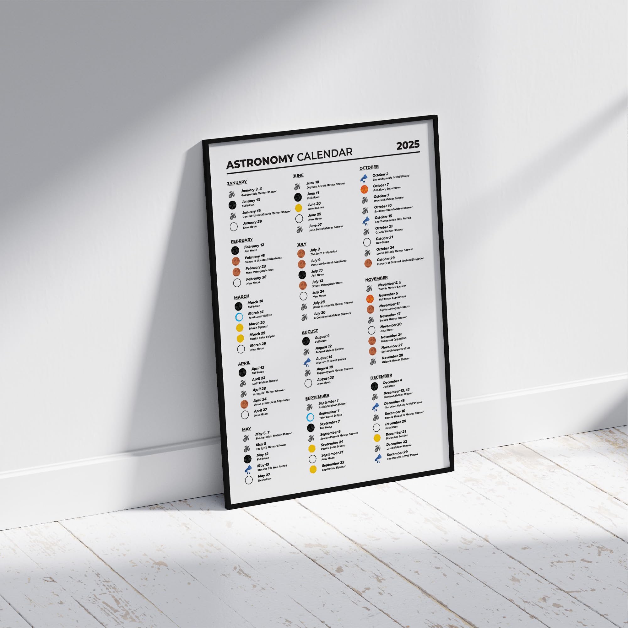 2025 Astronomy Calendar with Moon Phases & Celestial Events - Stargazing Planner for Astrophotography, Night Sky Observation & Astronomy Enthusiasts