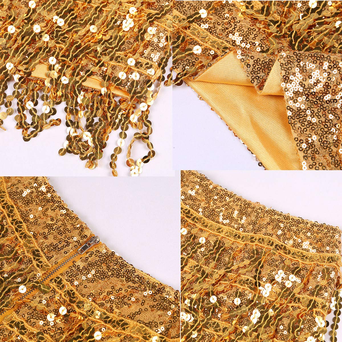 Yollmart Women's Sequins Tassel Skirts - Sparkly Shorts for Booty Dance, Festival Outfits & Party Wear - Perfect for Club Nights, Music Festivals and Dance Performances