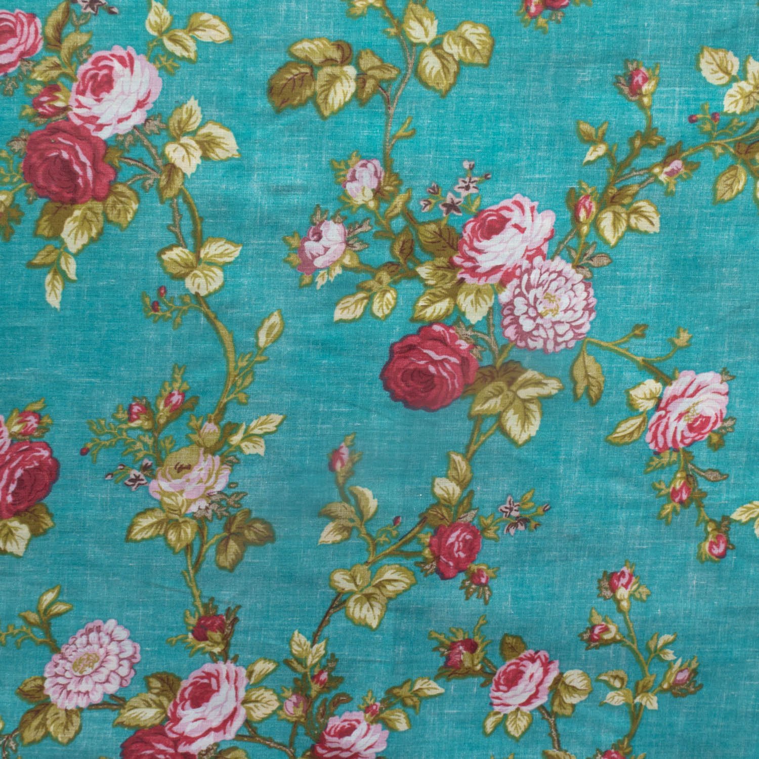 Floral Rose Poly Cotton 60 Inch Tablecloth - Teal Blue Elegant Dining Decor for Weddings, Parties & Home Decor