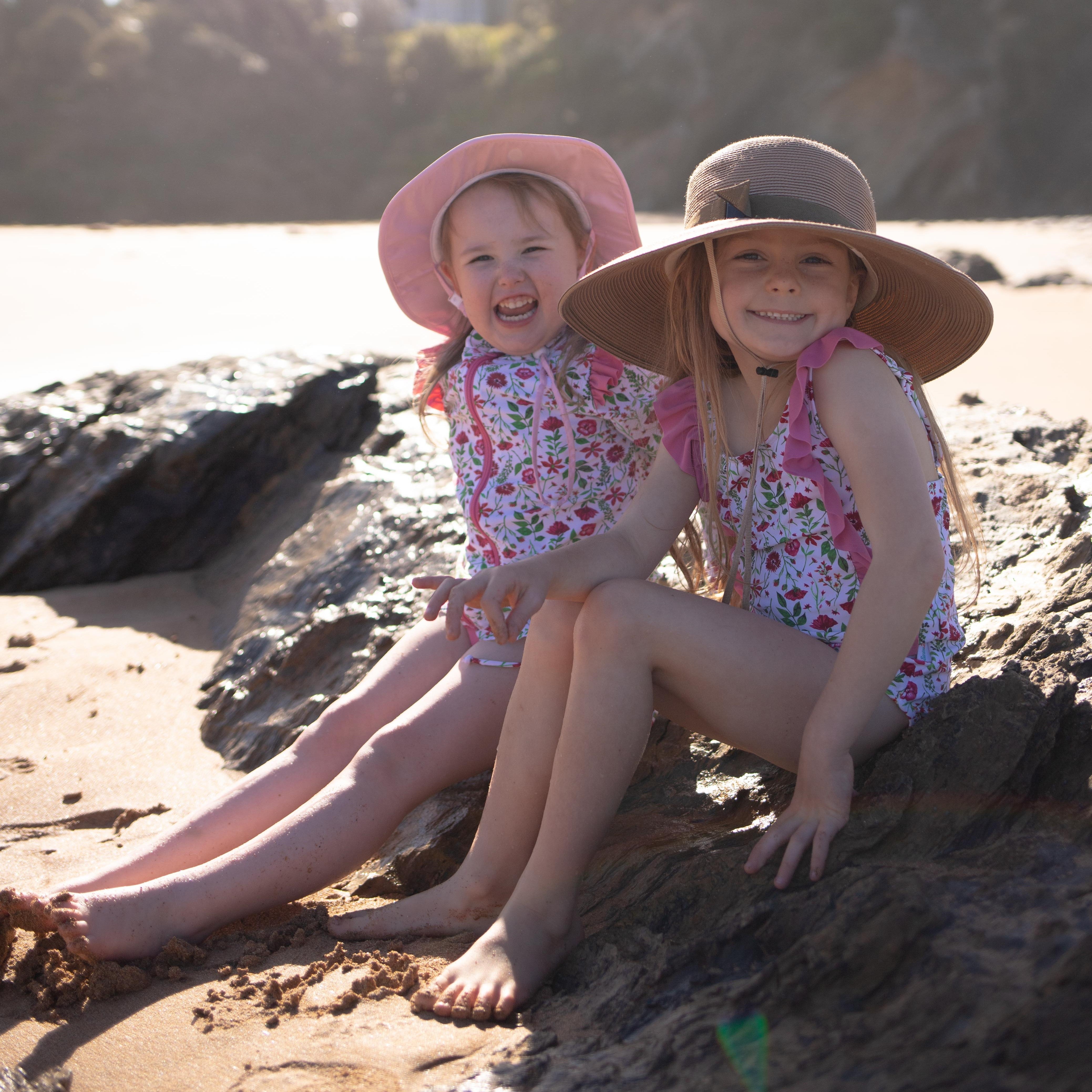 Kids Wide Brim Sun Hat UPF 50+ - Pink Floppy Beach Hat for Girls & Boys - Perfect for Outdoor Play, Beach Day, and Summer Protection