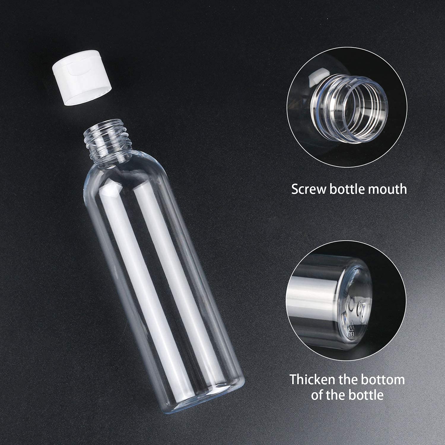 200ml Refillable Travel Size Plastic Bottles - Clear Empty Squeeze Bottles with Flip Top Cap for Toiletries, Shampoo, Lotion & Cosmetics | Leak Proof & Portable | Perfect for Travel, Gym & Home Use (Pack of 3)