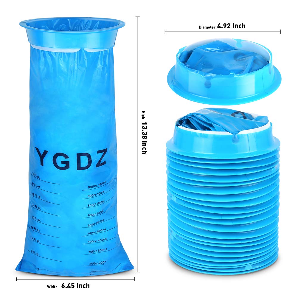 **YGDZ 24 Pack Disposable Vomit Bags - 1000ml Motion Sickness & Nausea Relief for Travel, Car, Airplane & Boat - Leakproof Barf Bags for Adults & Kids**