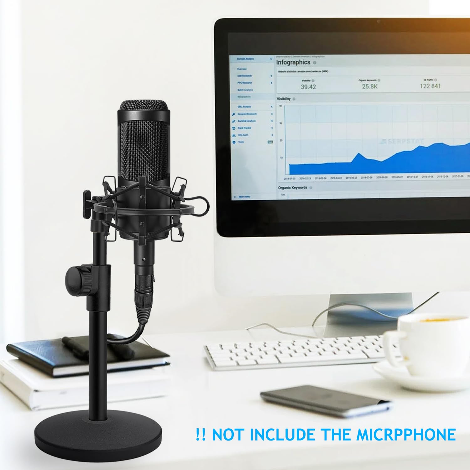 Premium Adjustable Metal Microphone Stand with Shock Mount - Compatible with Audio-Technica AT2020, AT2020USB+, AT2035, ATR2500x Condenser Mics | Studio & Home Recording Setup | Frgyee