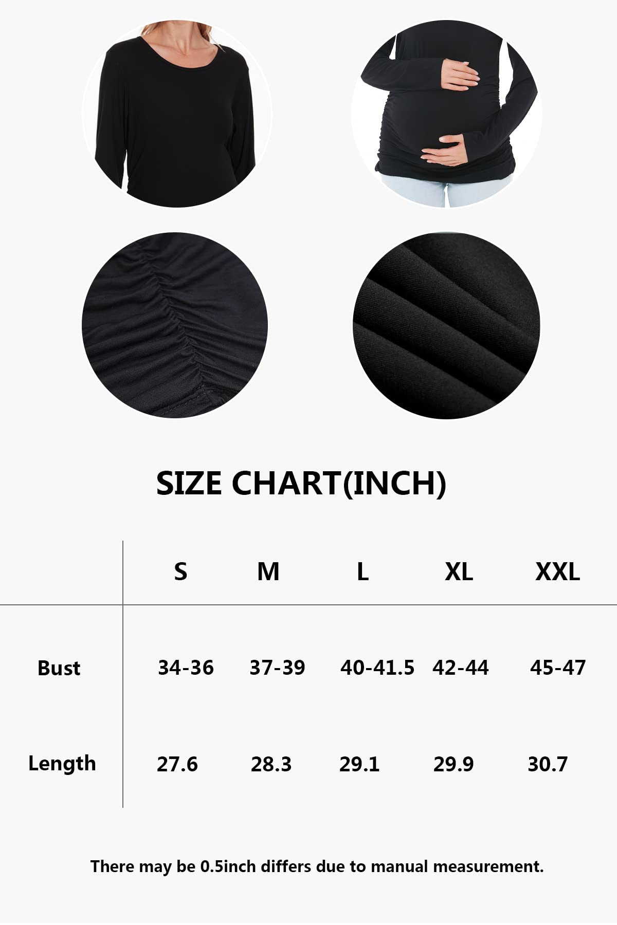Smallshow Women's Maternity Shirts - 3 Pack Long Sleeve Pregnancy Tops for Comfort & Style | Perfect for Work, Casual Wear & Nursing