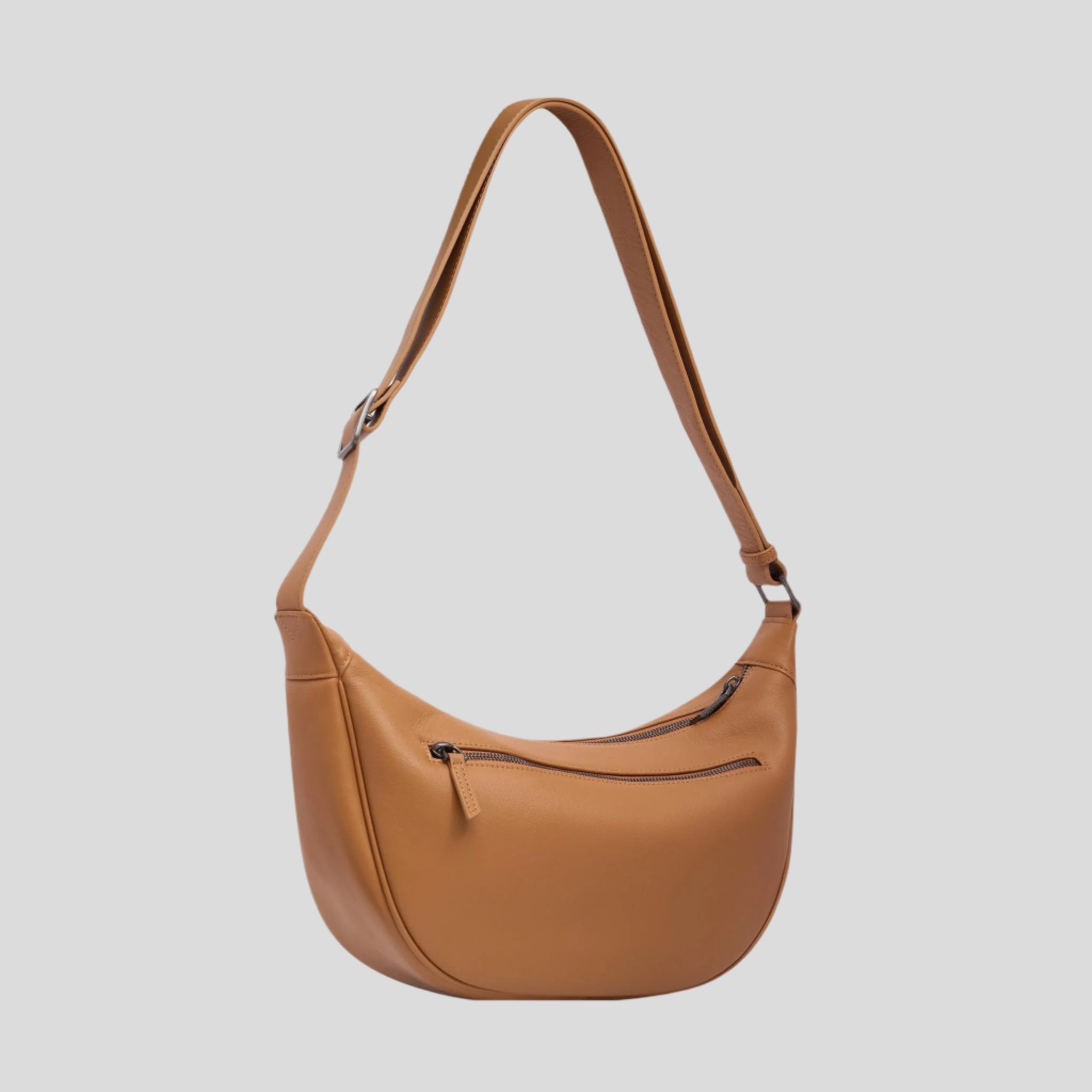 Stylish Slouchy Leather Crescent Crossbody Bag for Women - Tan | Boho Chic Shoulder Purse | Perfect for Everyday Use, Travel & Date Nights